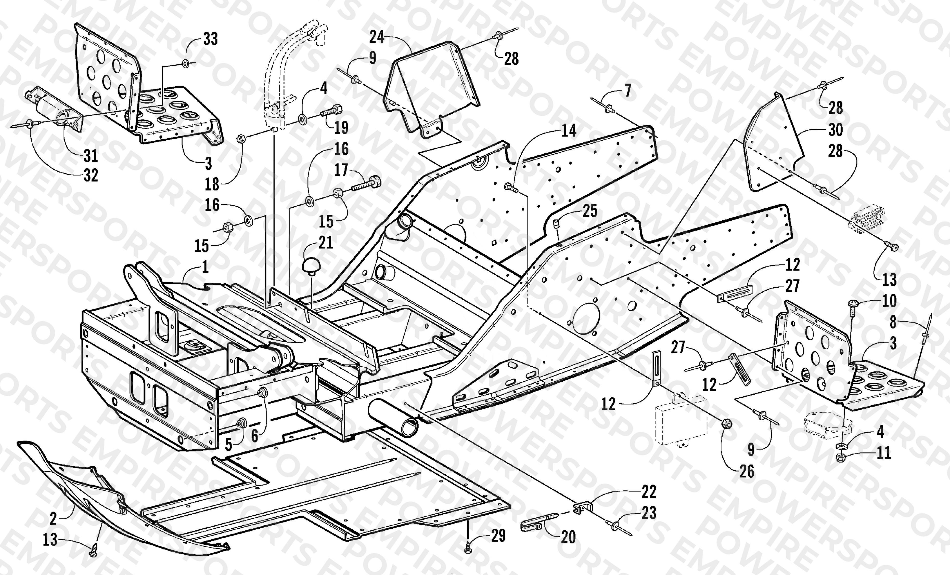 FRONT FRAME AND FOOTREST ASSEMBLY