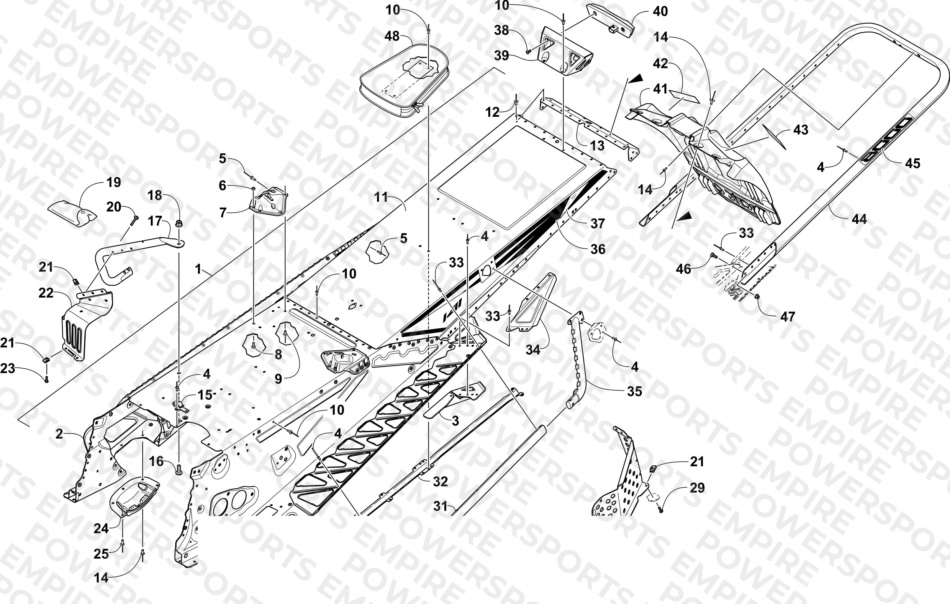 TUNNEL, REAR BUMPER, AND SNOWFLAP ASSEMBLY