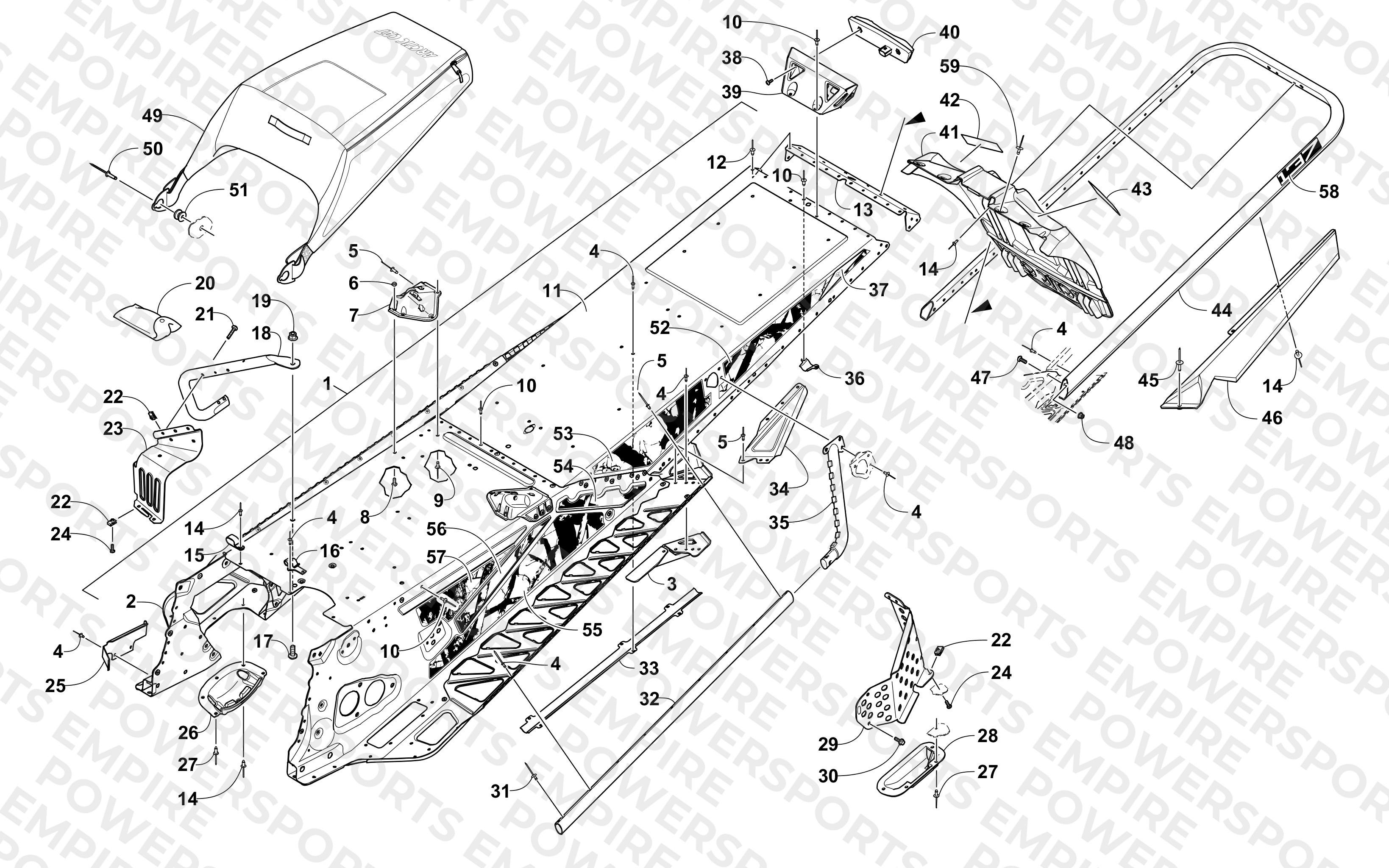 TUNNEL, REAR BUMPER, AND SNOWFLAP ASSEMBLY