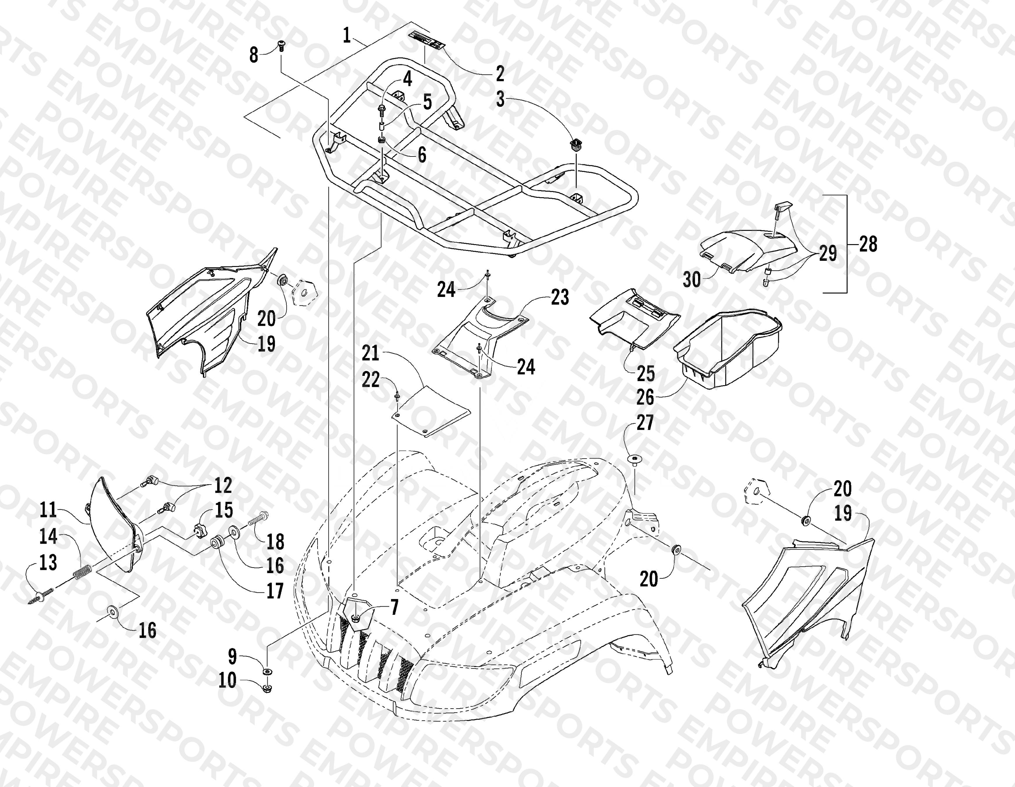 FRONT RACK AND HEADLIGHT ASSEMBLIES