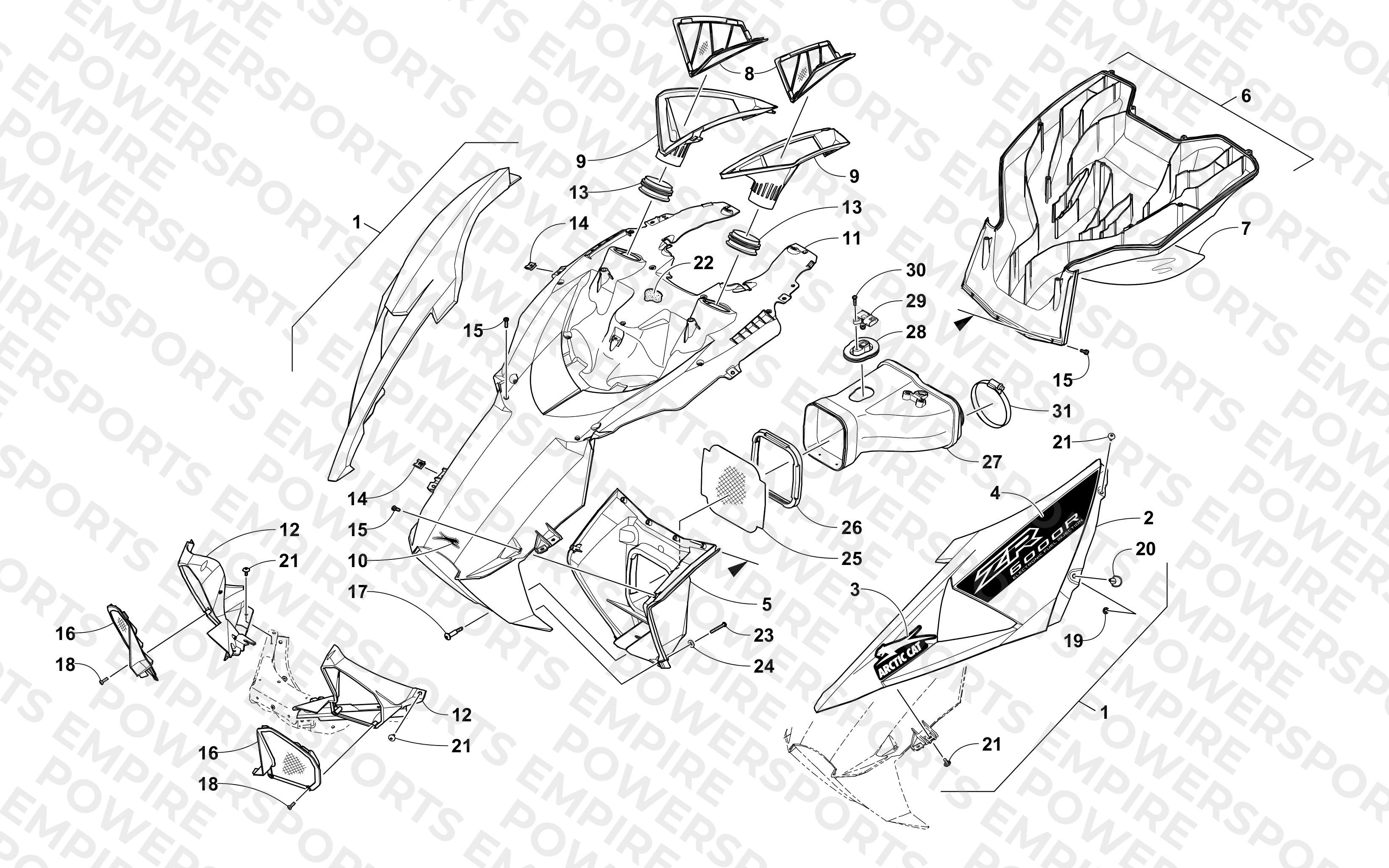 HOOD AND AIR INTAKE ASSEMBLY