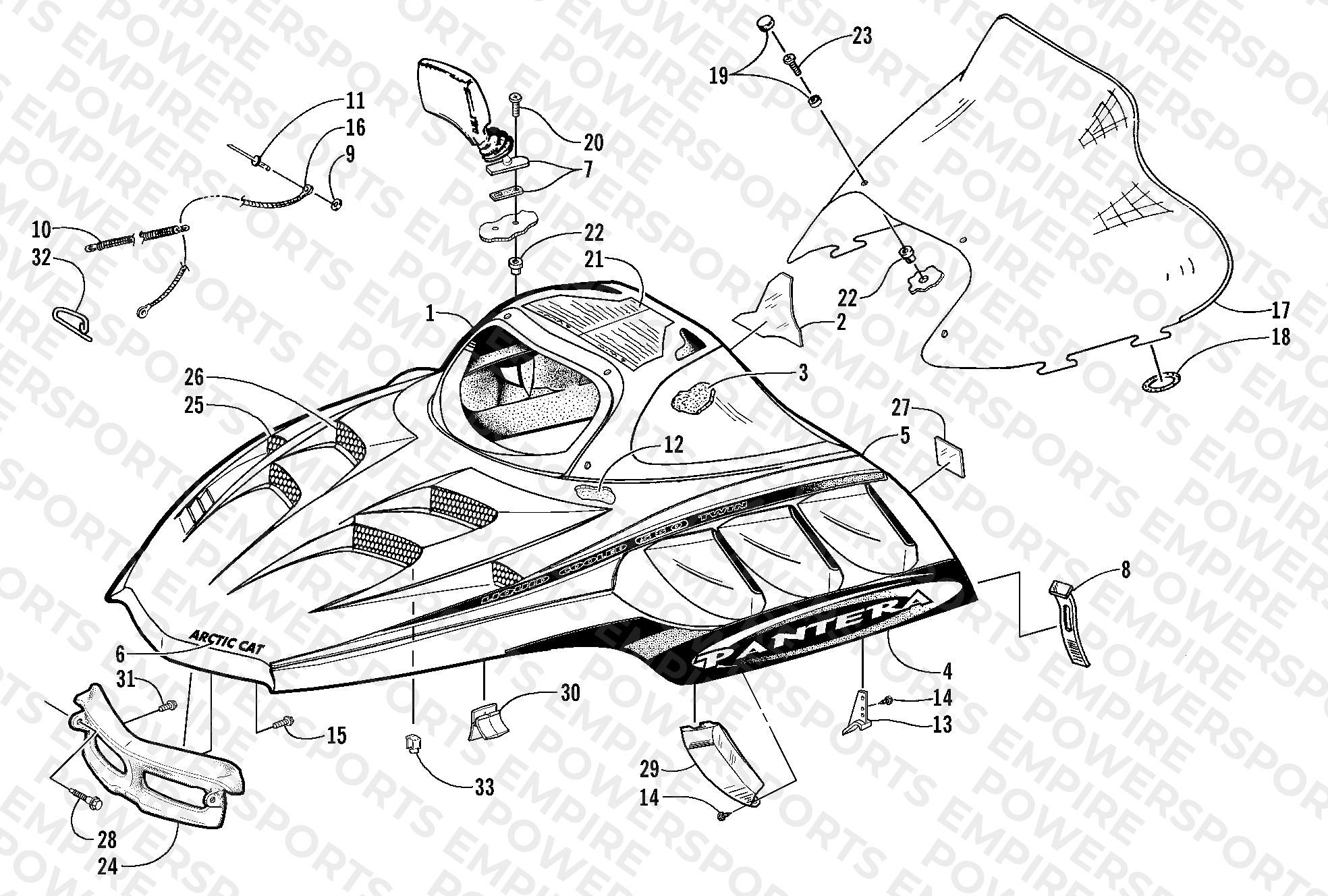 HOOD AND WINDSHIELD ASSEMBLY