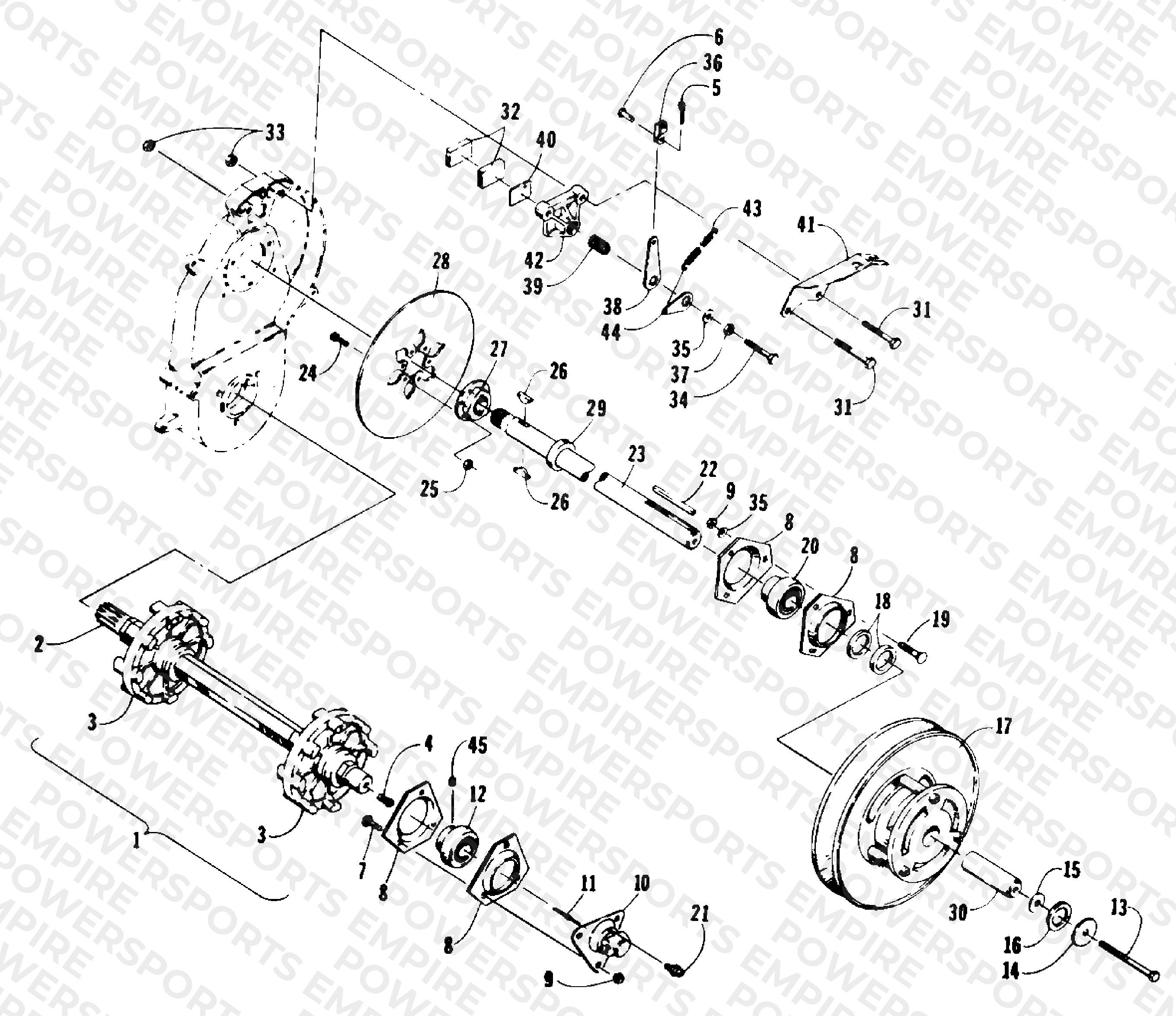 DRIVE TRAIN SHAFTS AND BRAKE ASSEMBLIES