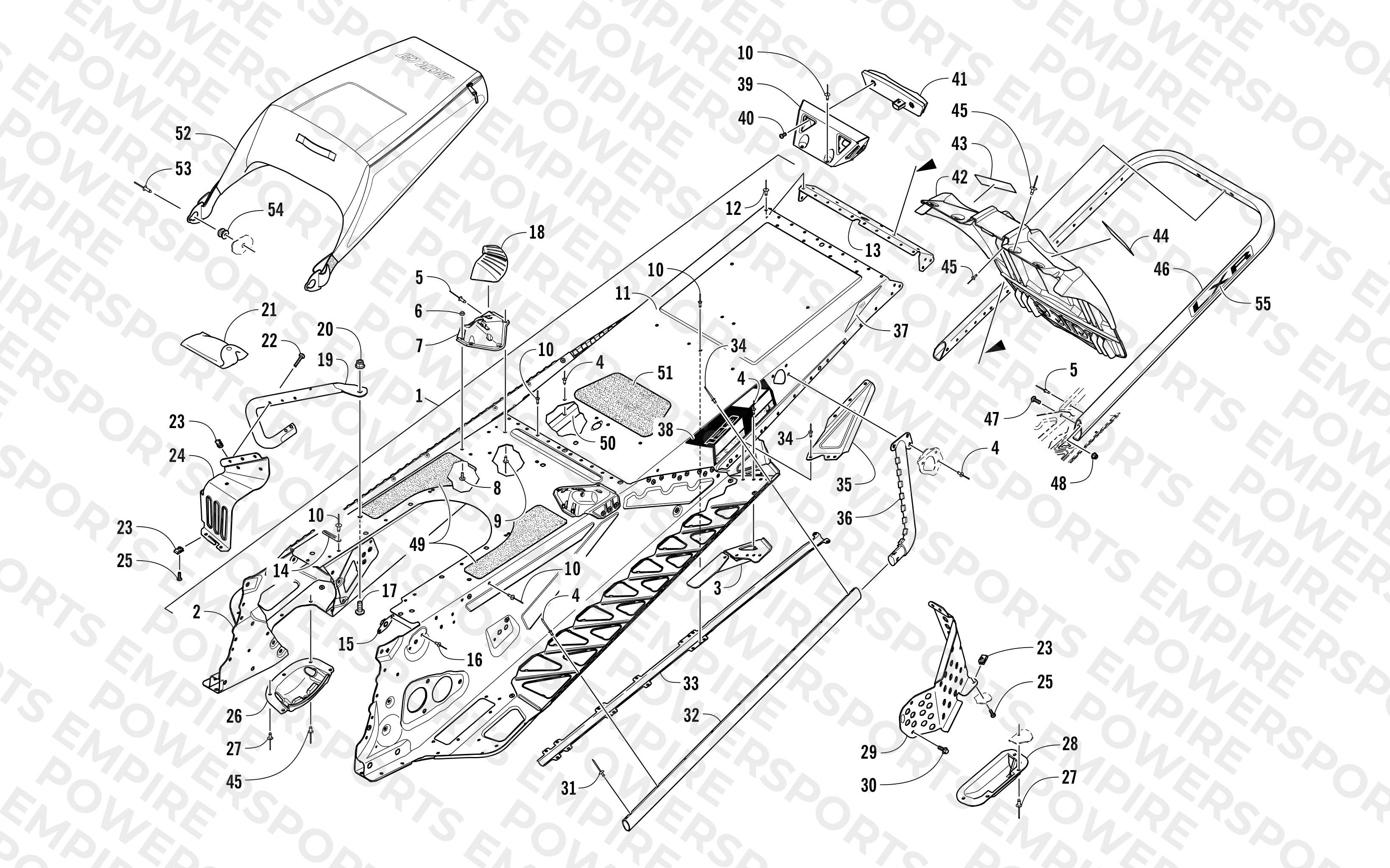 TUNNEL, REAR BUMPER, AND SNOWFLAP ASSEMBLY
