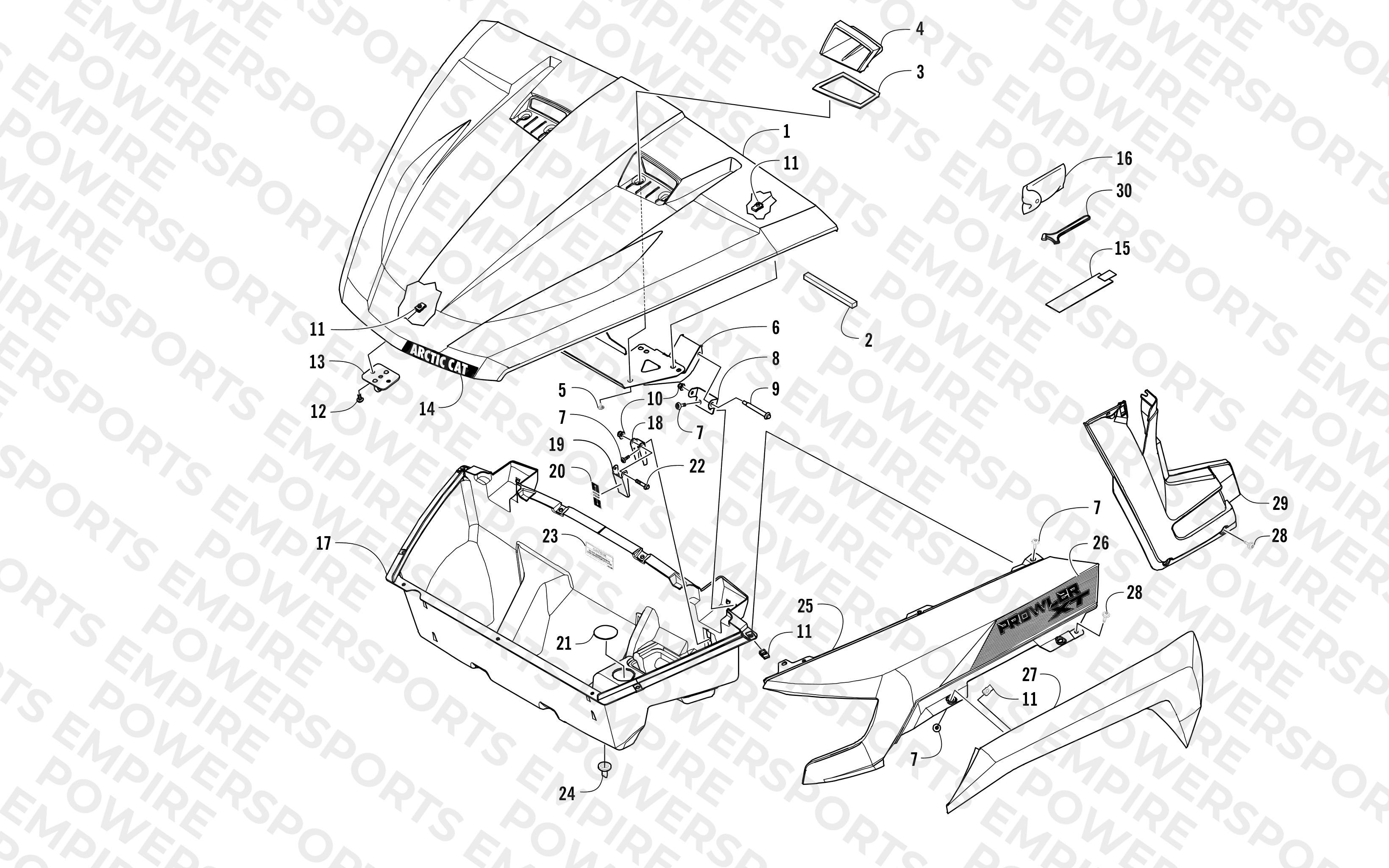 HOOD/FRONT STORAGE AND SIDE PANEL ASSEMBLY