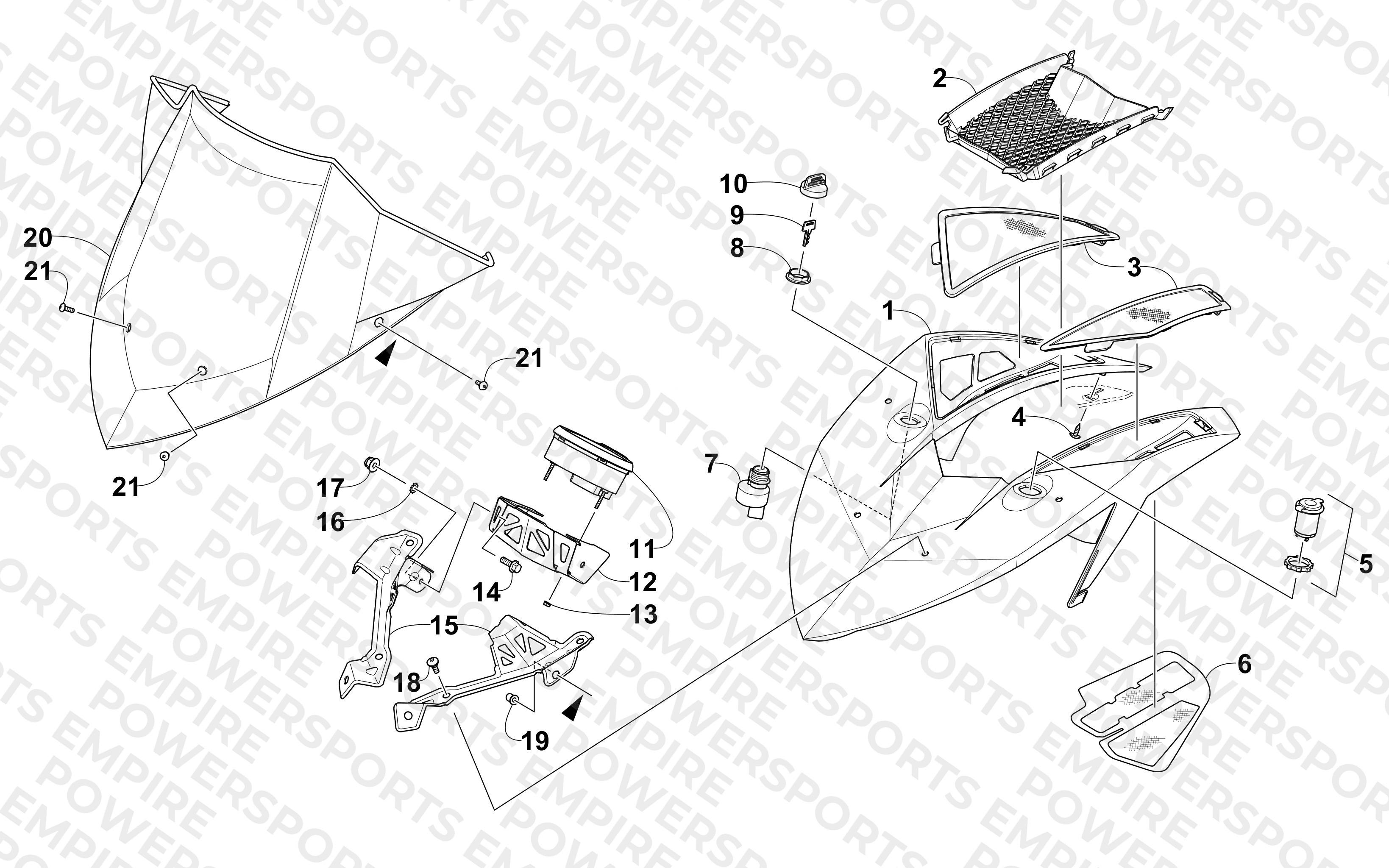 WINDSHIELD AND INSTRUMENTS ASSEMBLIES