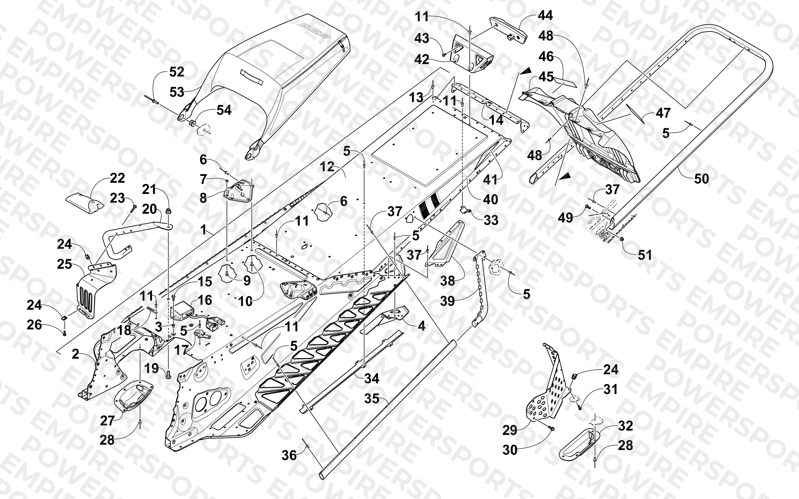 TUNNEL, REAR BUMPER, AND SNOWFLAP ASSEMBLY