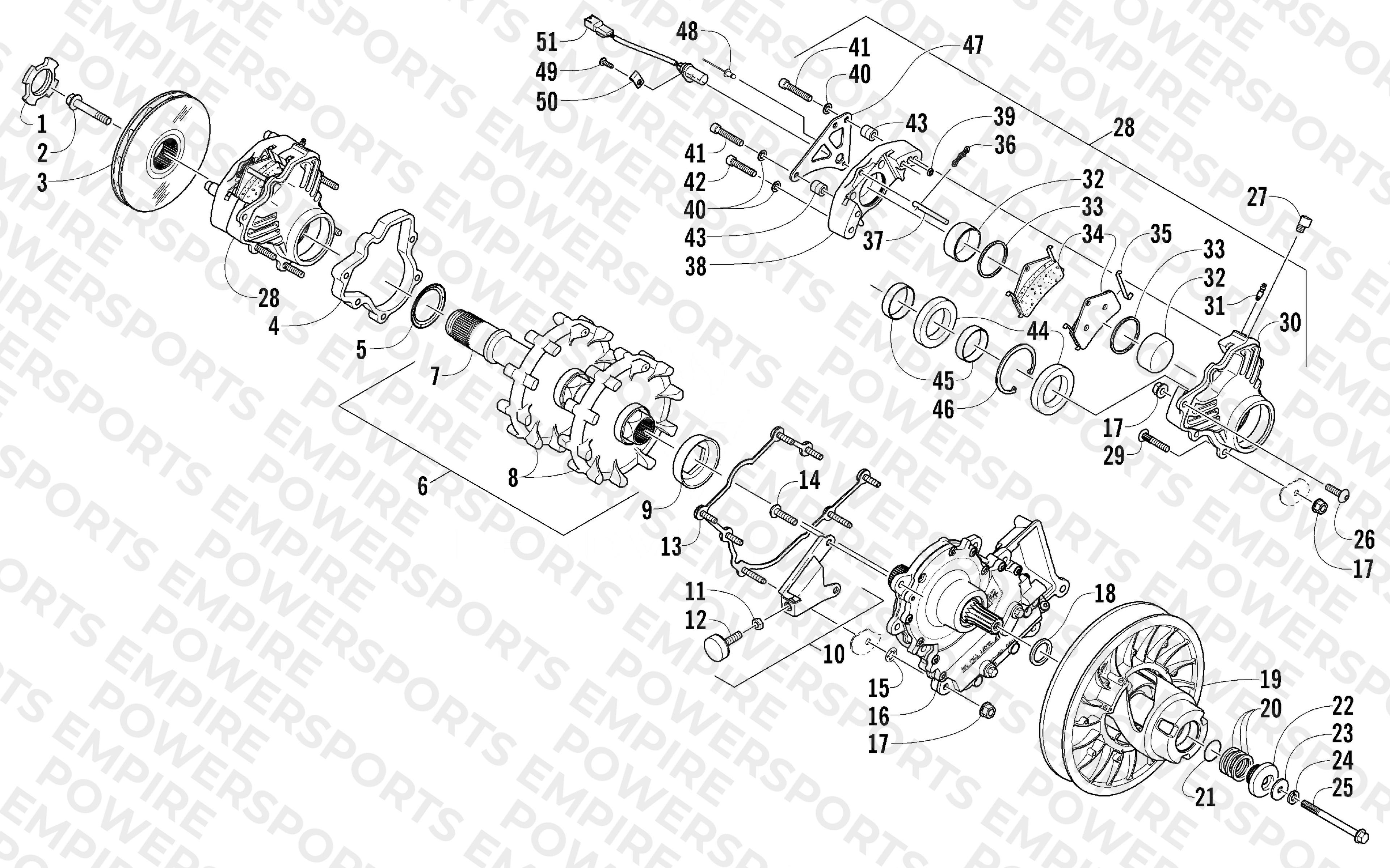 DRIVE TRAIN SHAFT AND BRAKE ASSEMBLIES
