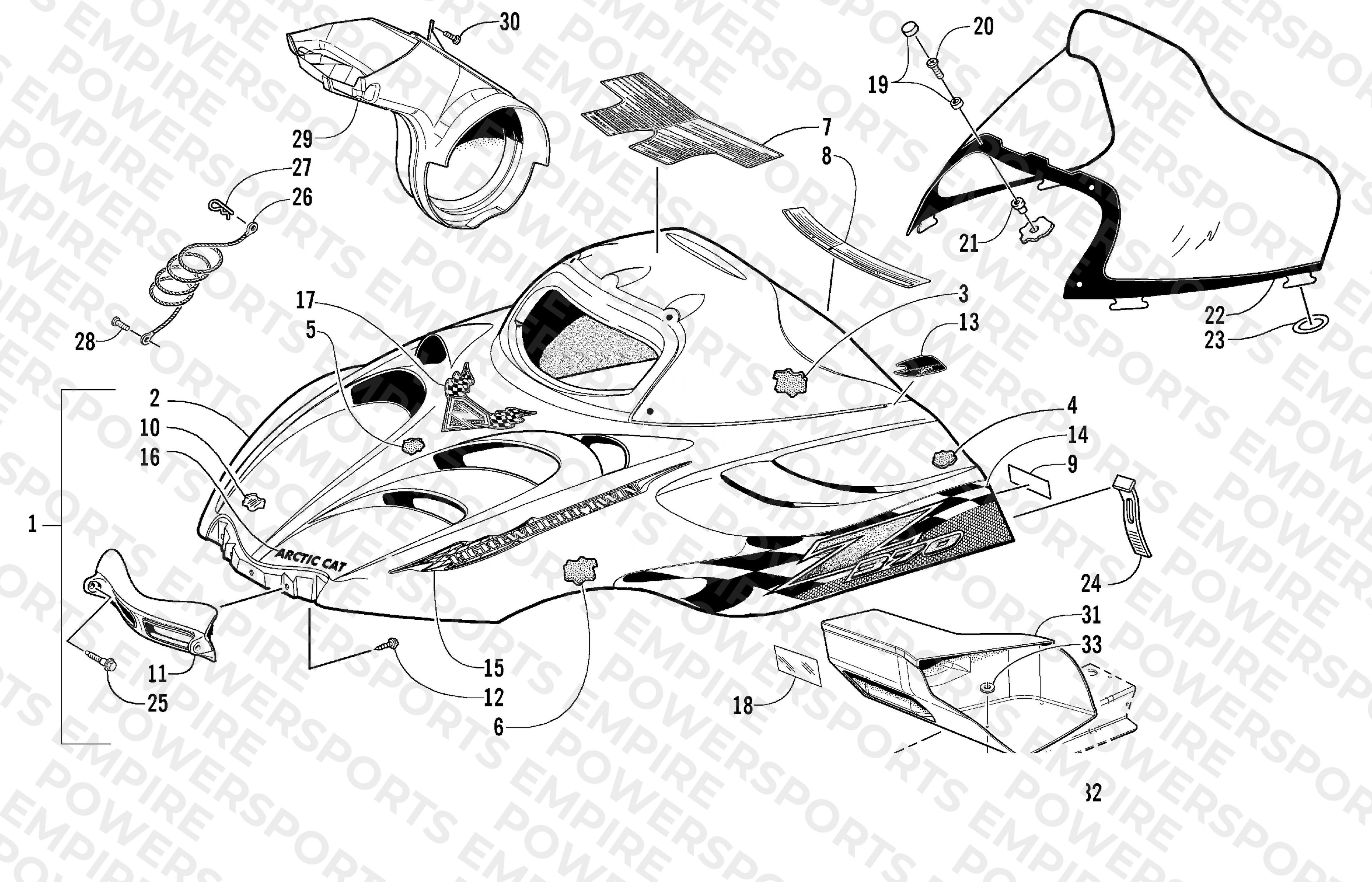 HOOD AND WINDSHIELD ASSEMBLY