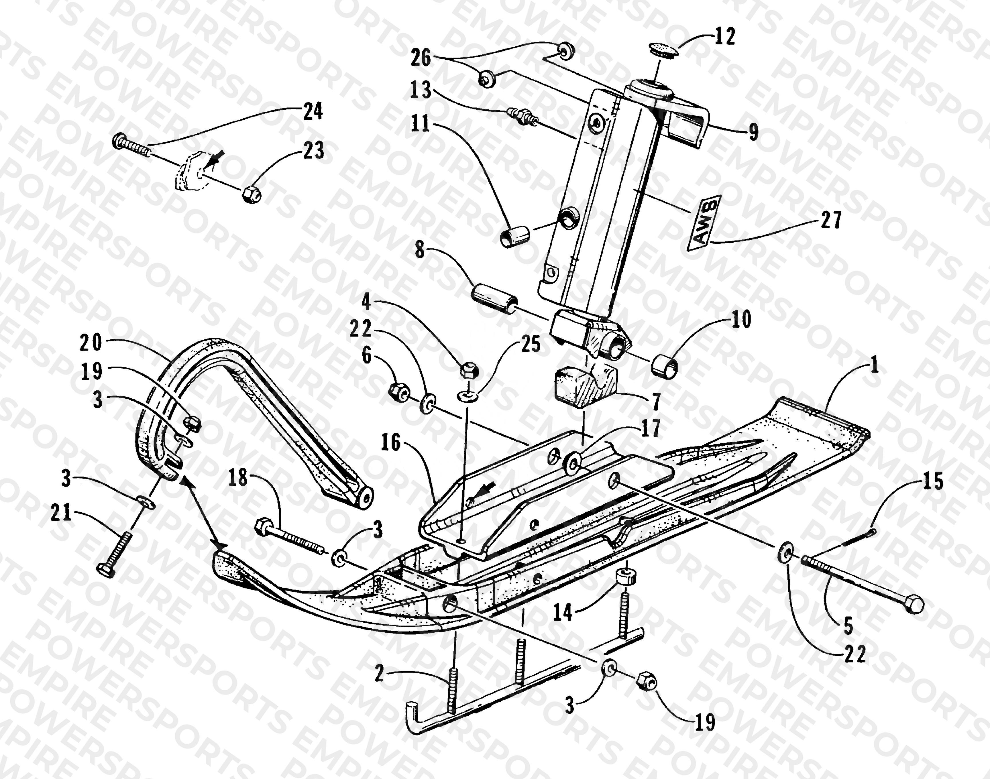SKI AND SPINDLE ASSEMBLY