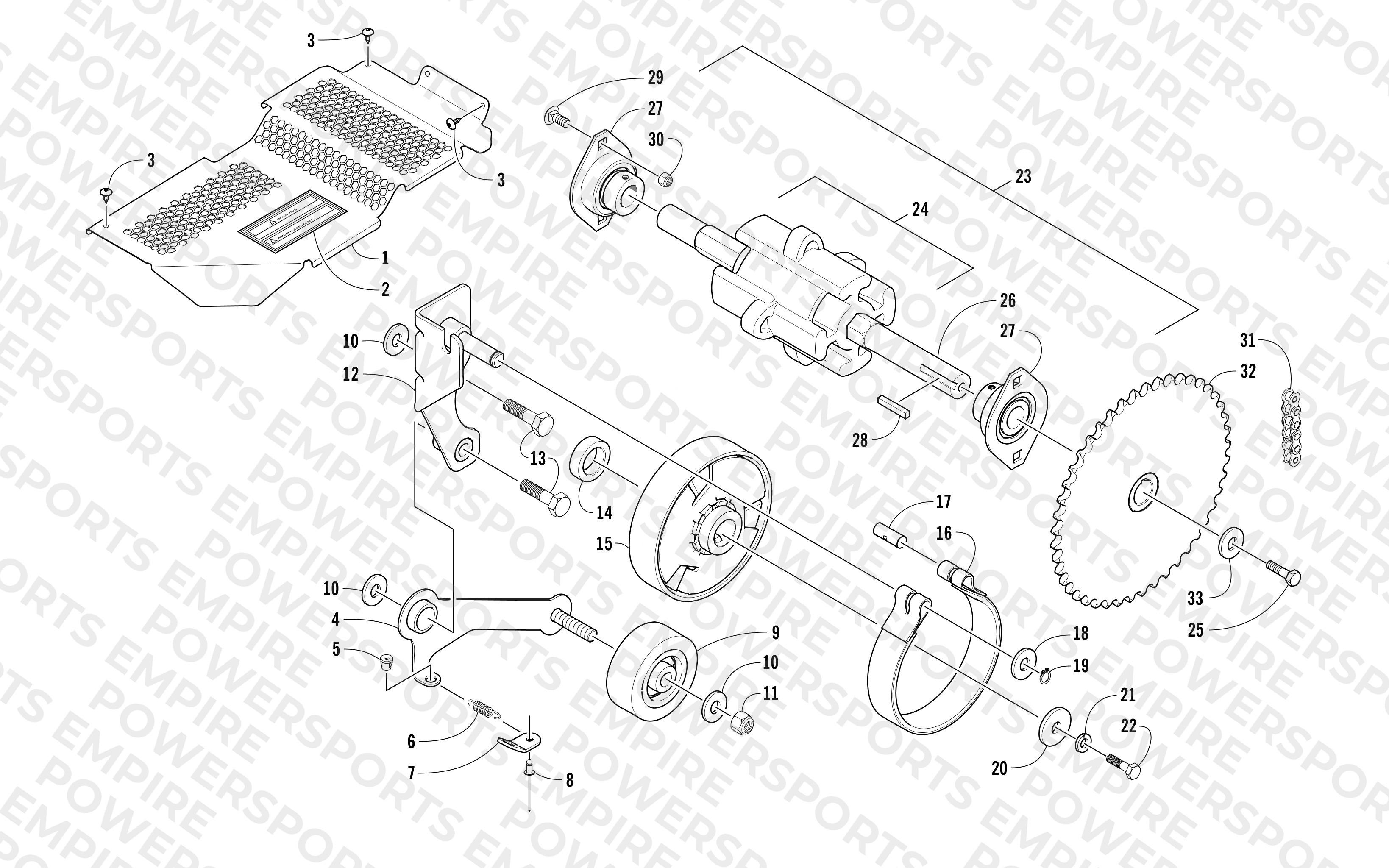 DRIVE TRAIN SHAFT AND BRAKE ASSEMBLIES