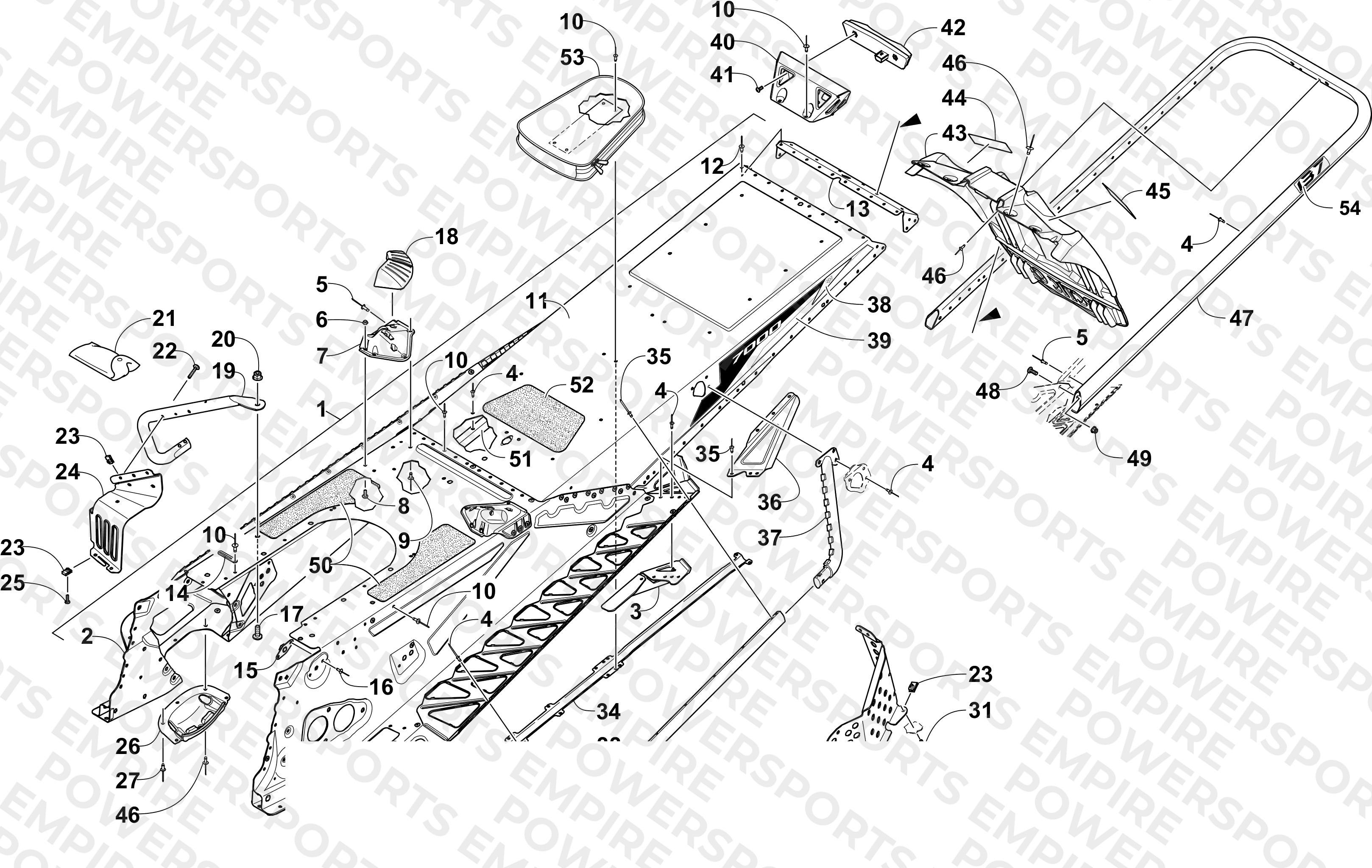 TUNNEL, REAR BUMPER, AND SNOWFLAP ASSEMBLY
