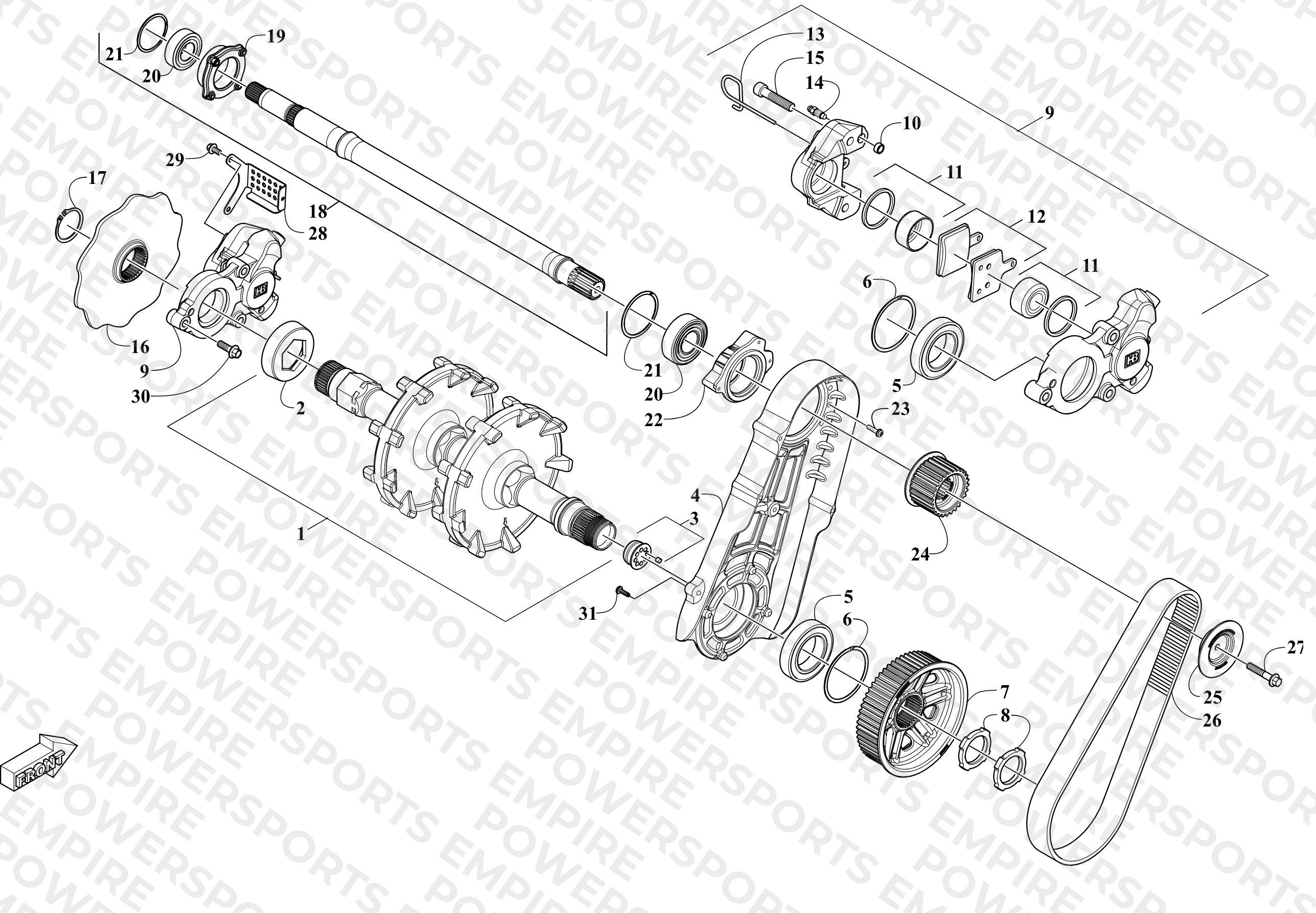 DRIVE TRAIN SHAFTS AND BRAKE ASSEMBLIES