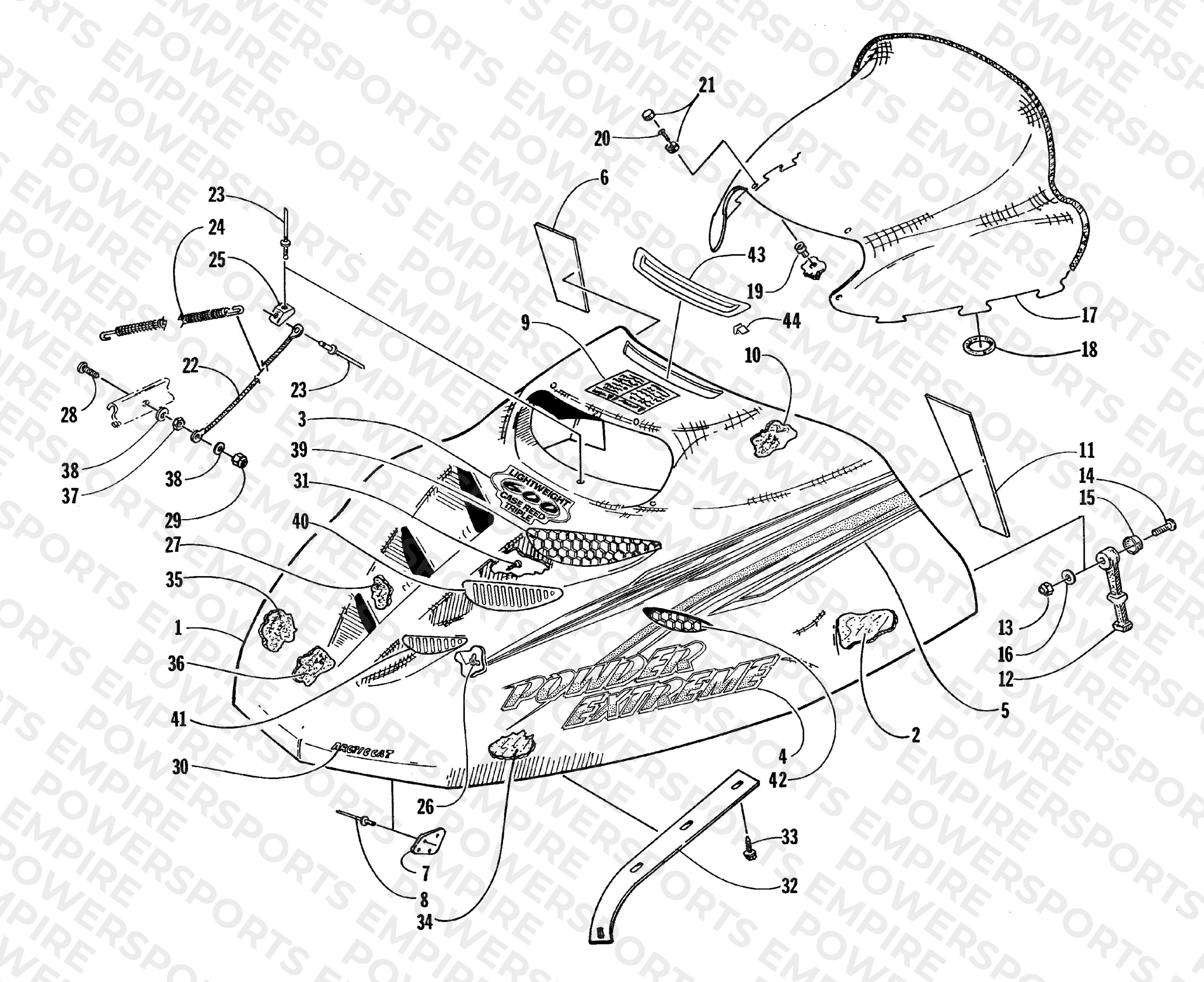 HOOD AND WINDSHIELD ASSEMBLY