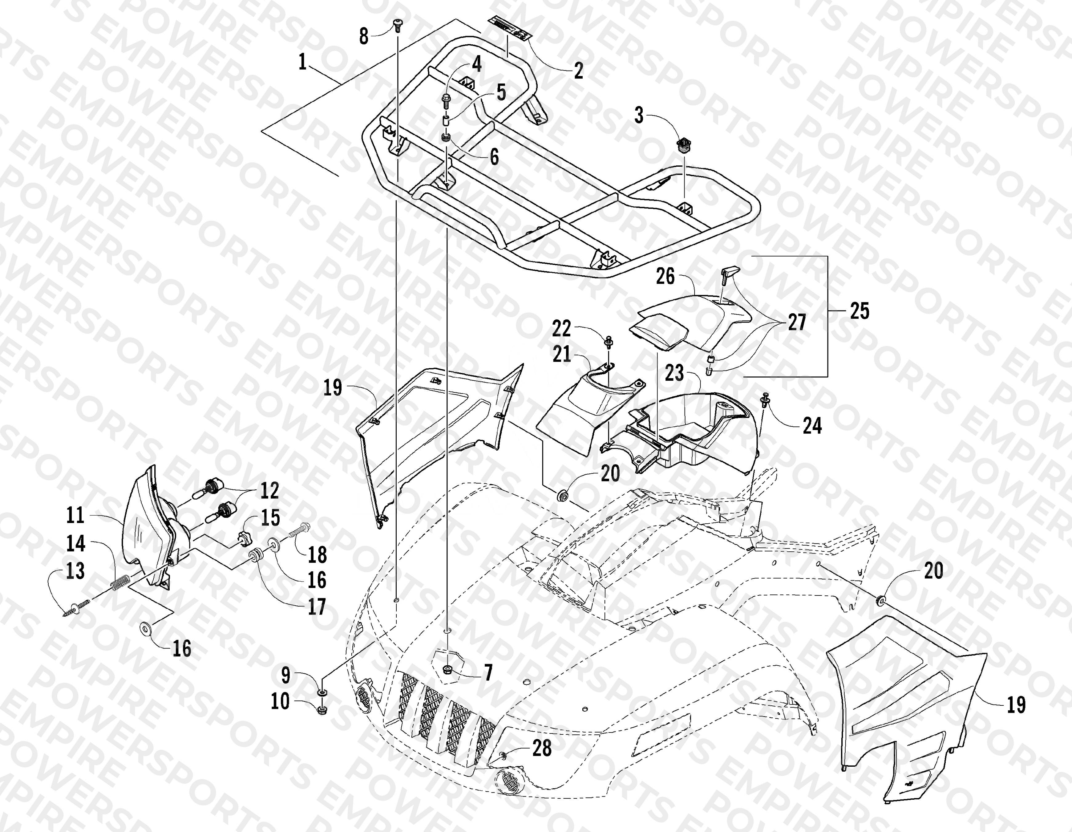 FRONT RACK AND HEADLIGHT ASSEMBLIES