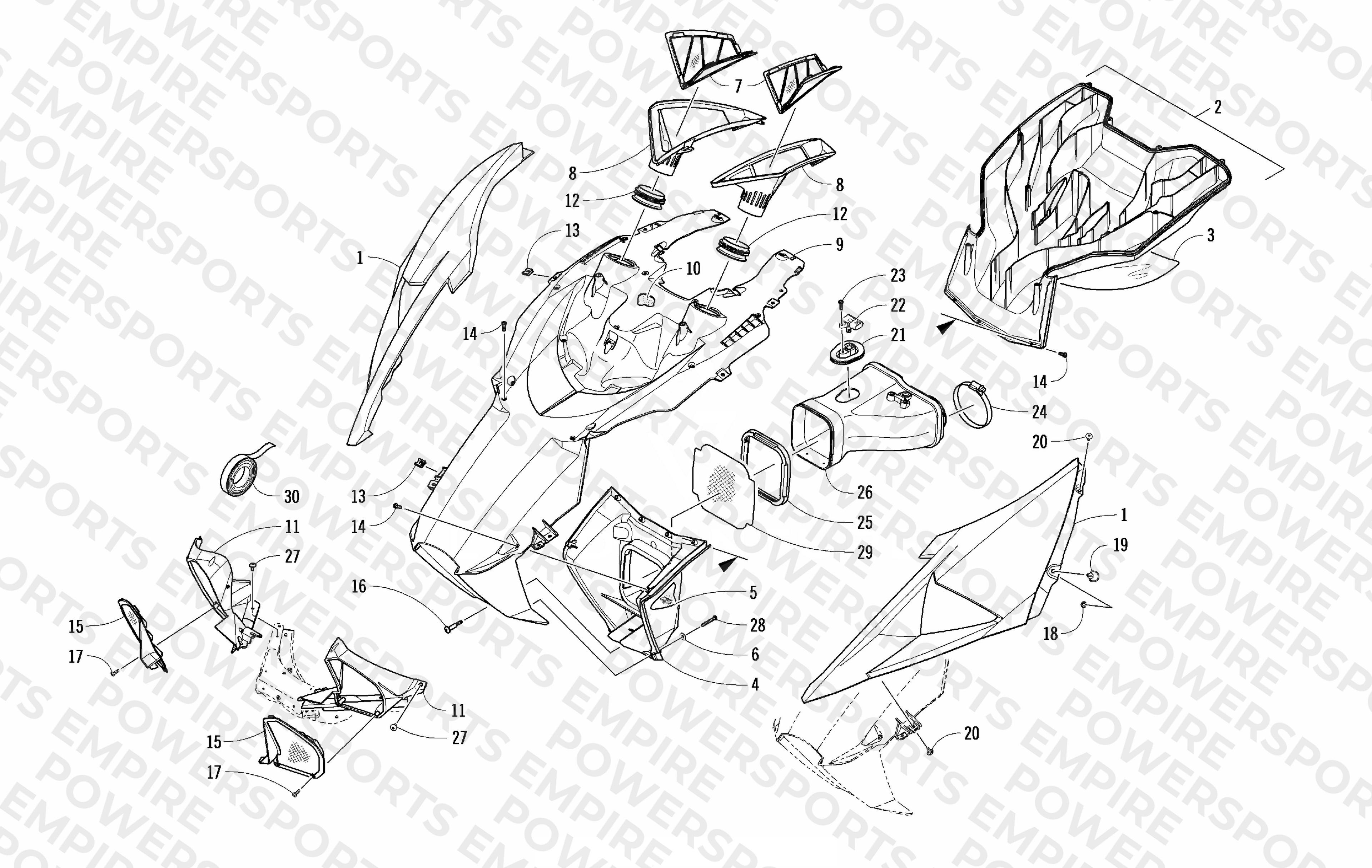 HOOD AND AIR INTAKE ASSEMBLY
