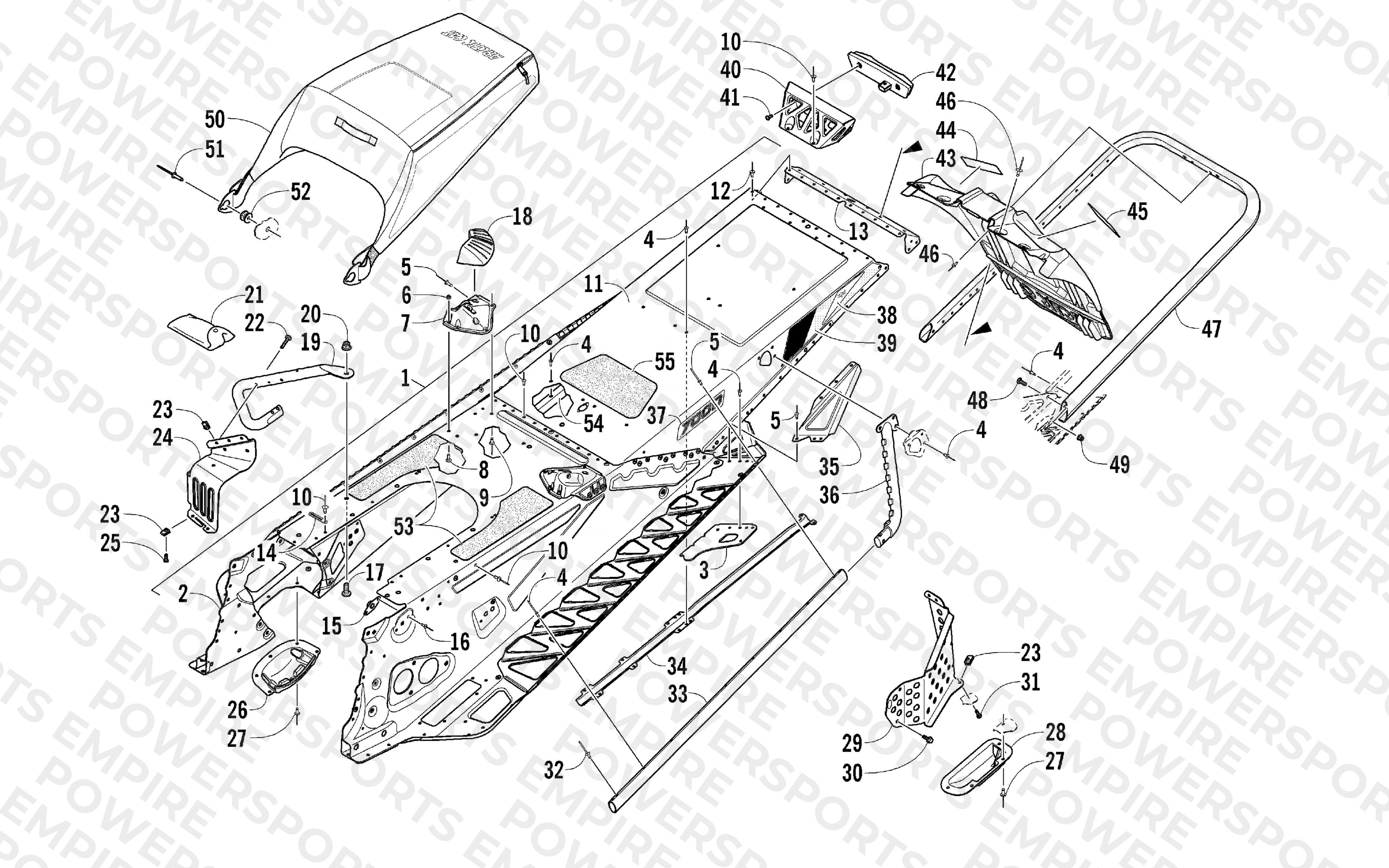 TUNNEL, REAR BUMPER, AND SNOWFLAP ASSEMBLY