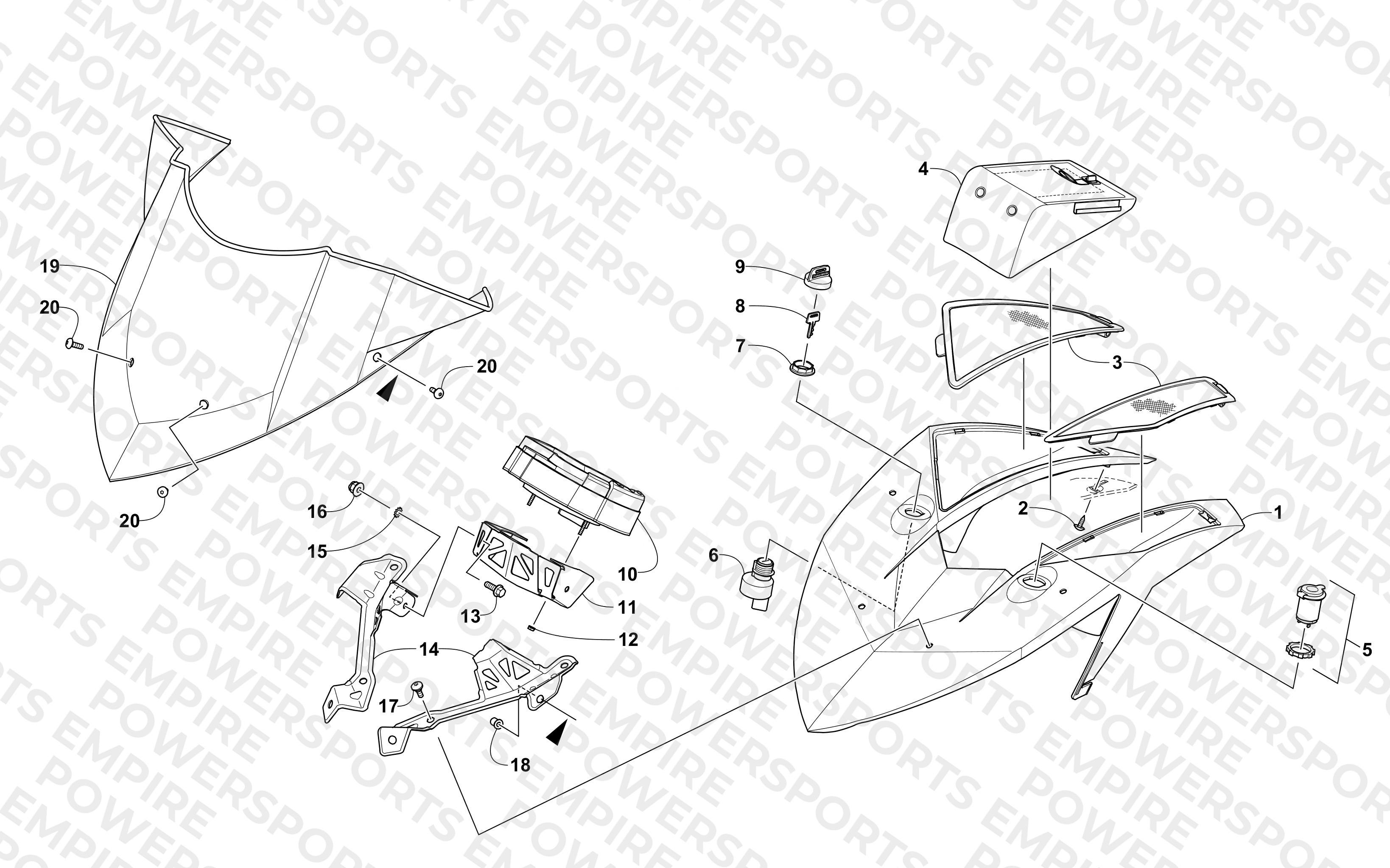 WINDSHIELD AND INSTRUMENTS ASSEMBLIES