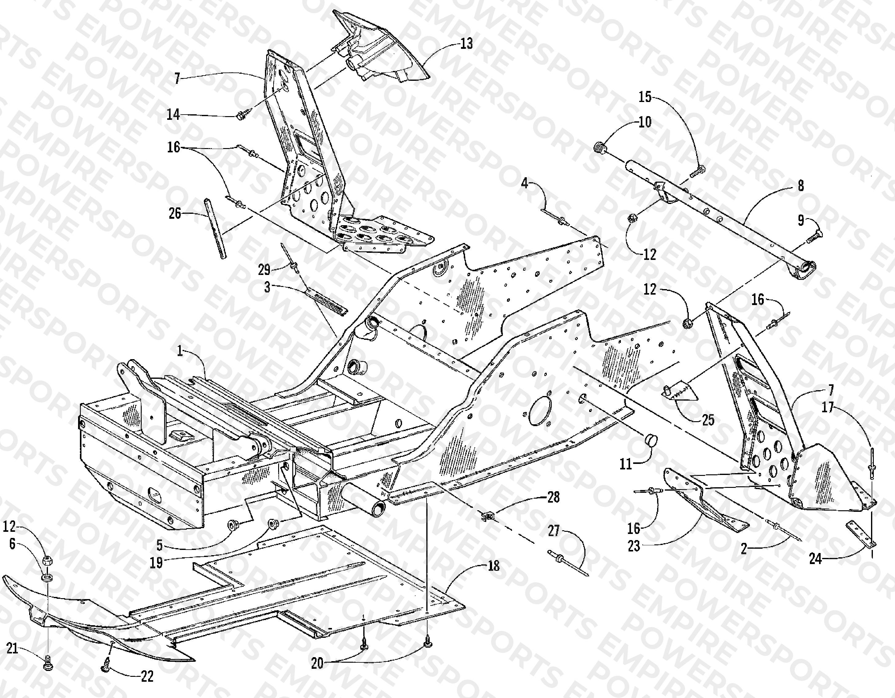 FRONT FRAME AND FOOTREST ASSEMBLY
