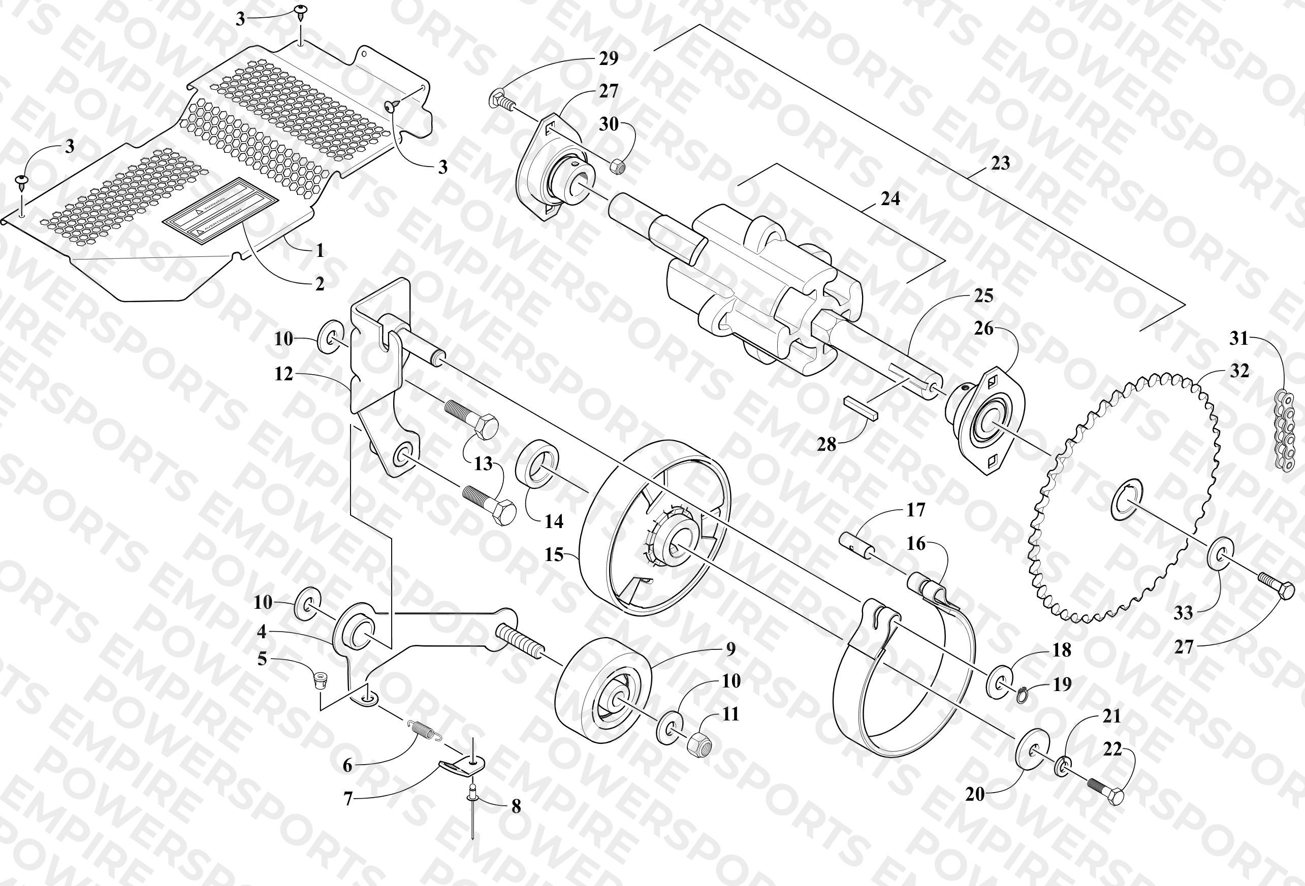 DRIVE TRAIN SHAFT AND BRAKE ASSEMBLIES