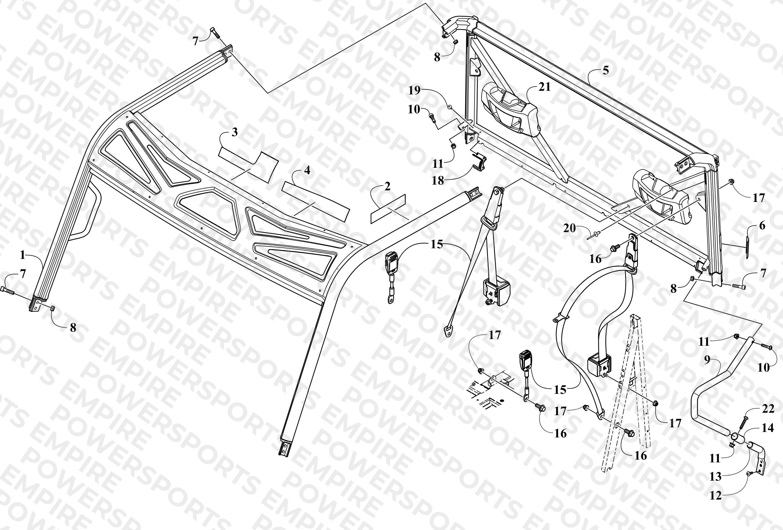 ROPS AND SEAT BELT ASSEMBLY
