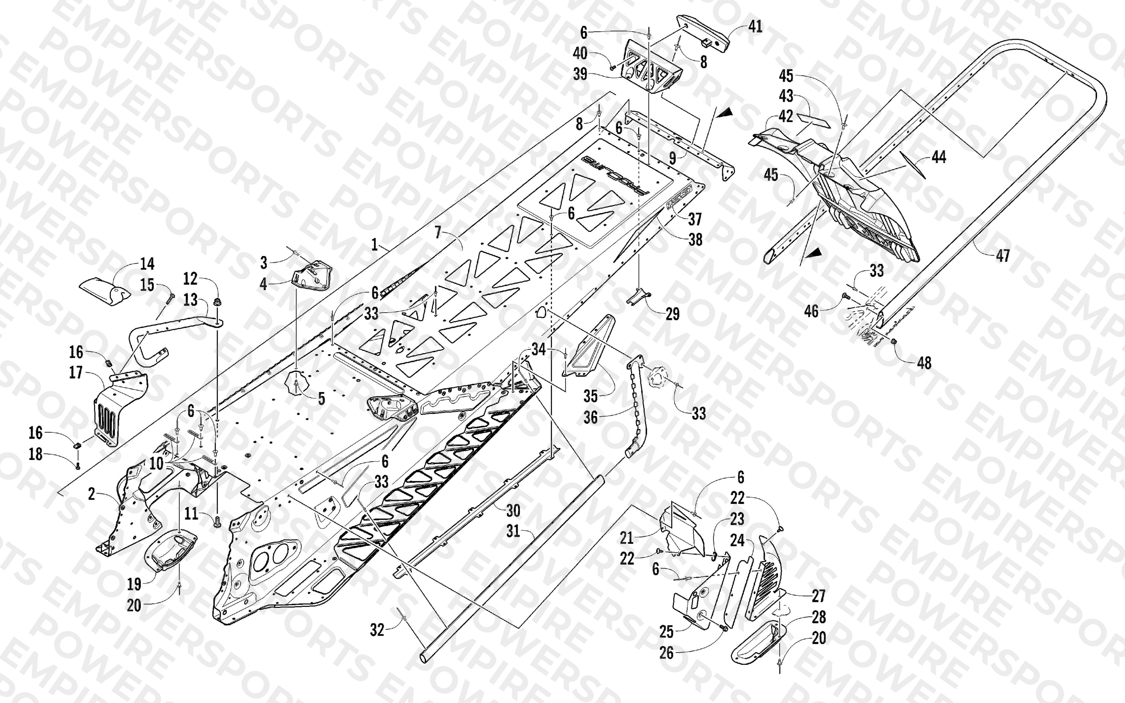 TUNNEL, REAR BUMPER, AND SNOWFLAP ASSEMBLY