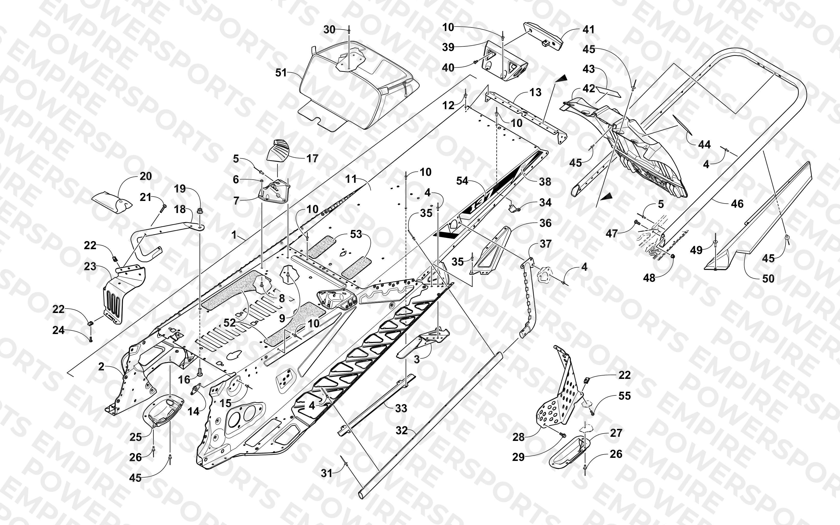 TUNNEL, REAR BUMPER, AND SNOWFLAP ASSEMBLY