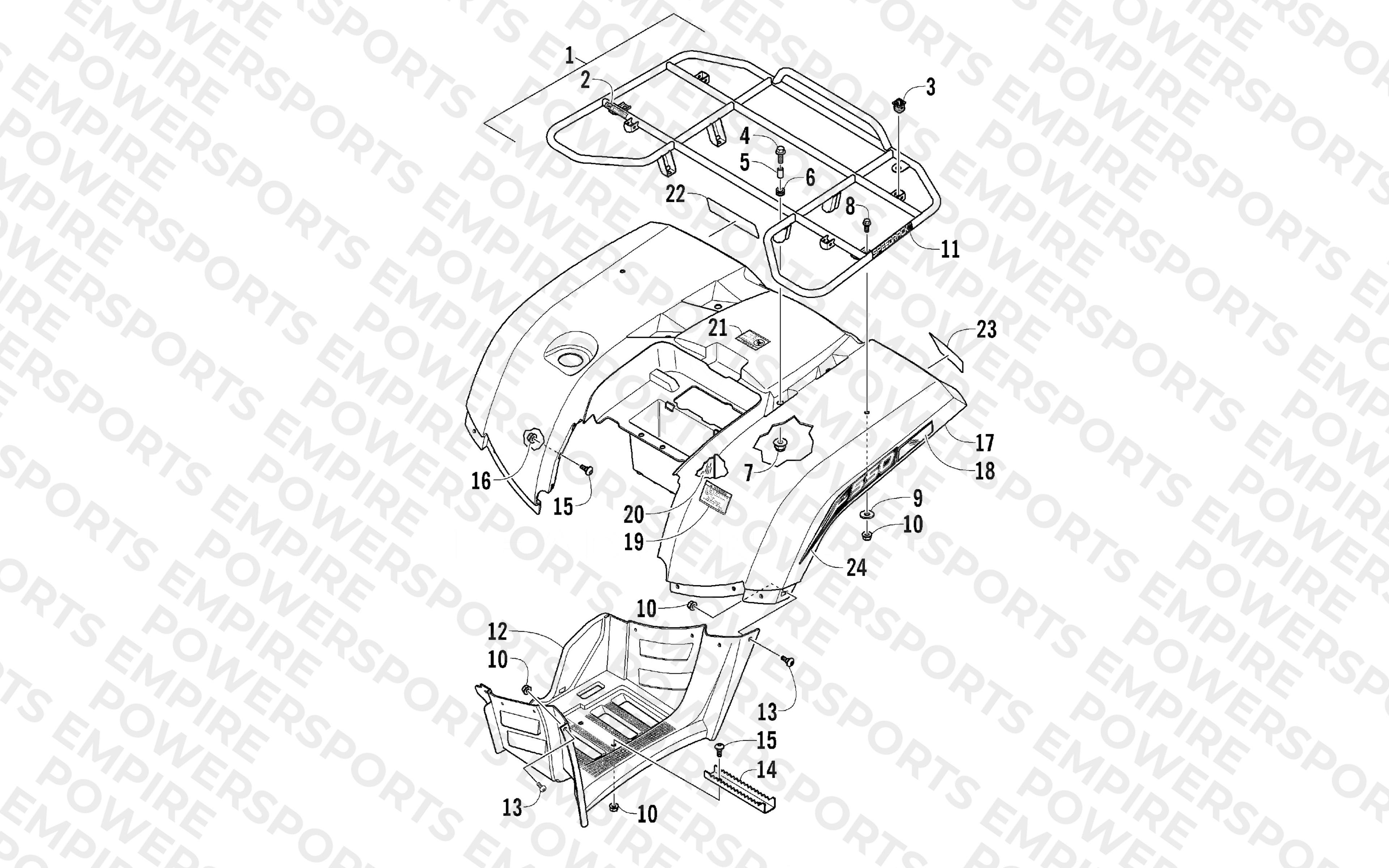 REAR RACK, BODY PANEL, AND FOOTWELL ASSEMBLIES
