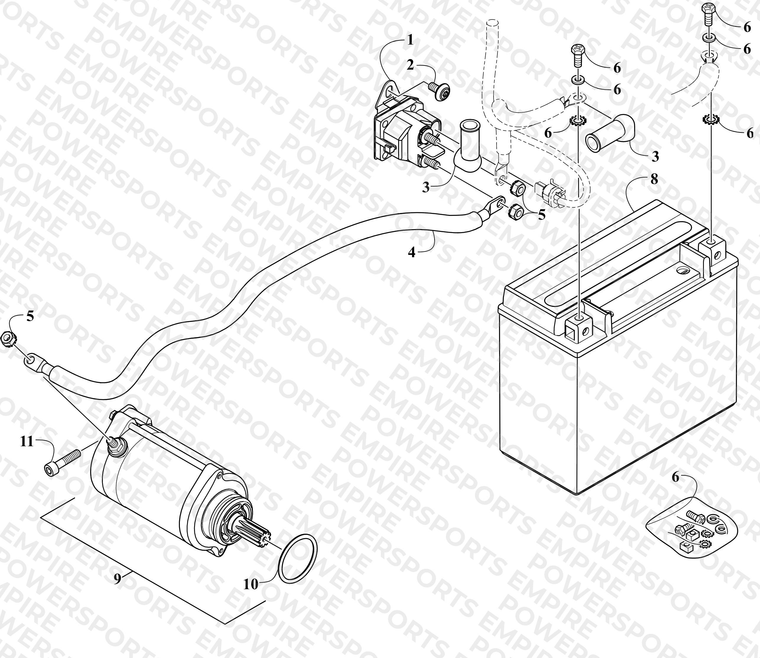 BATTERY AND STARTER ASSEMBLY