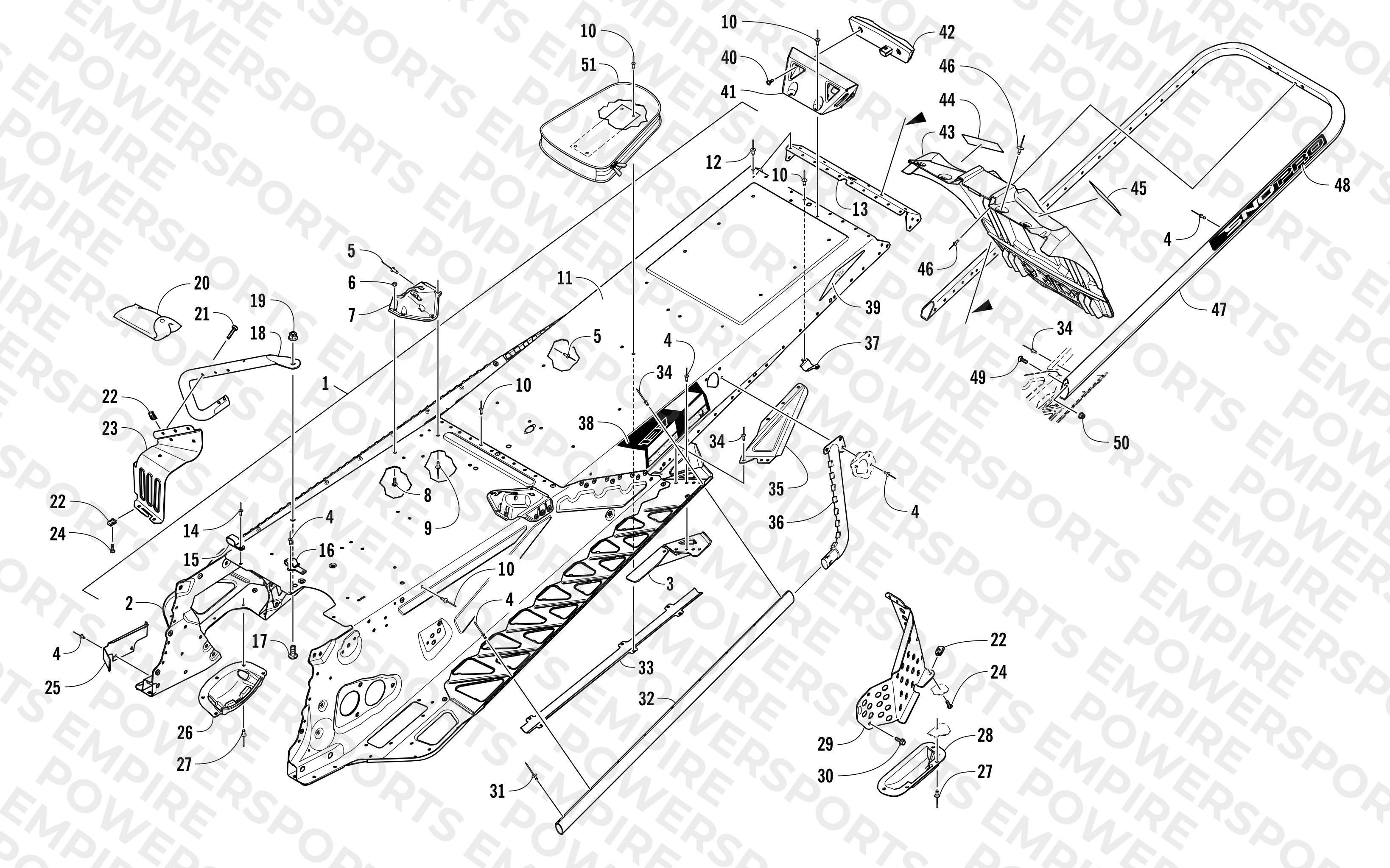 TUNNEL, REAR BUMPER, AND SNOWFLAP ASSEMBLY