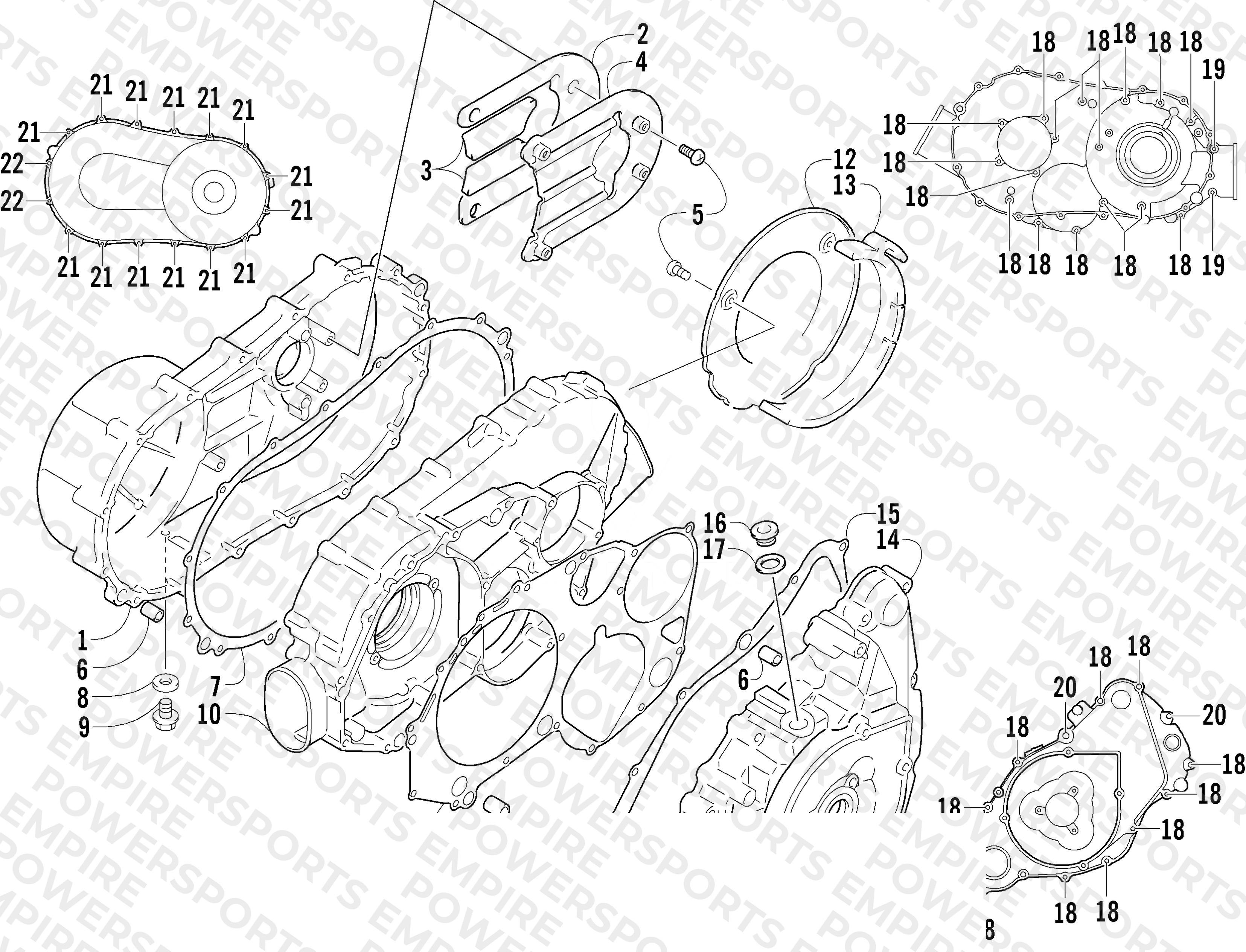 CLUTCH/V-BELT/MAGNETO COVER ASSEMBLY