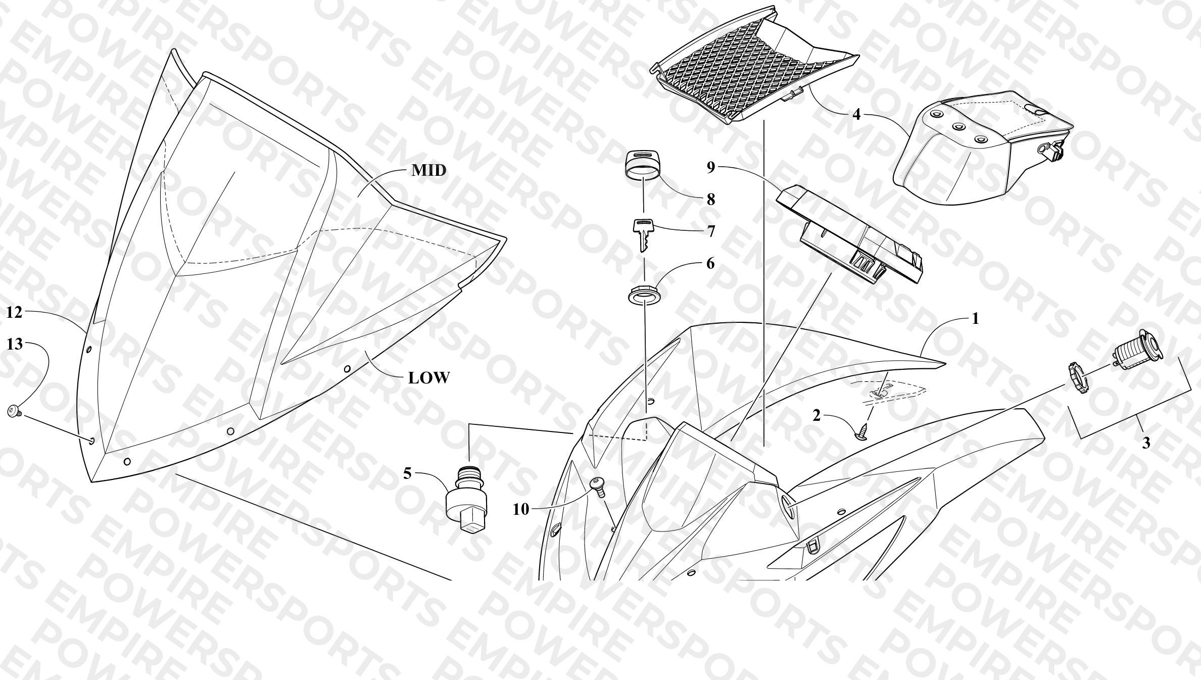 WINDSHIELD AND INSTRUMENTS ASSEMBLIES
