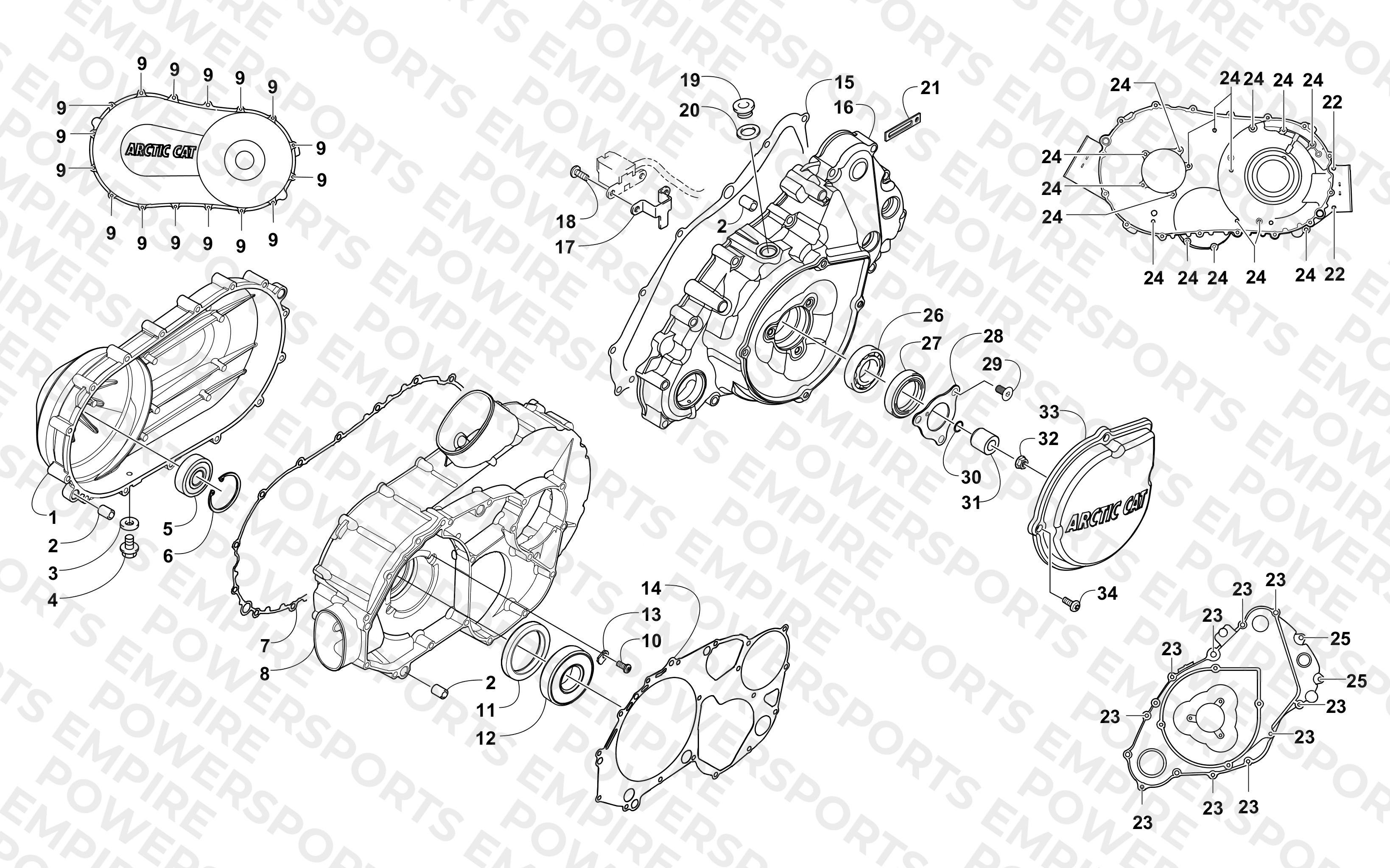 CLUTCH/V-BELT/MAGNETO COVER ASSEMBLY