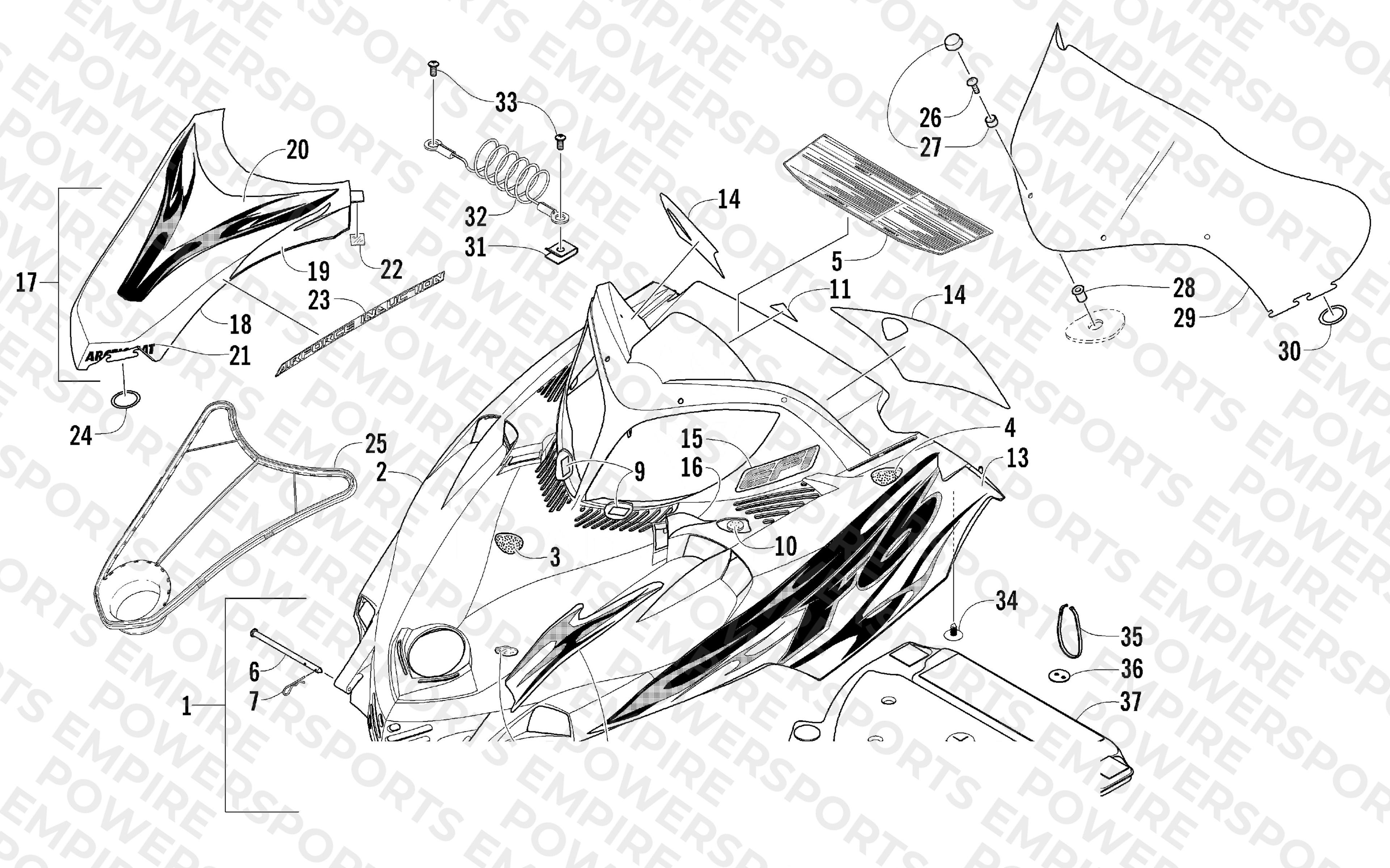 HOOD AND WINDSHIELD ASSEMBLY