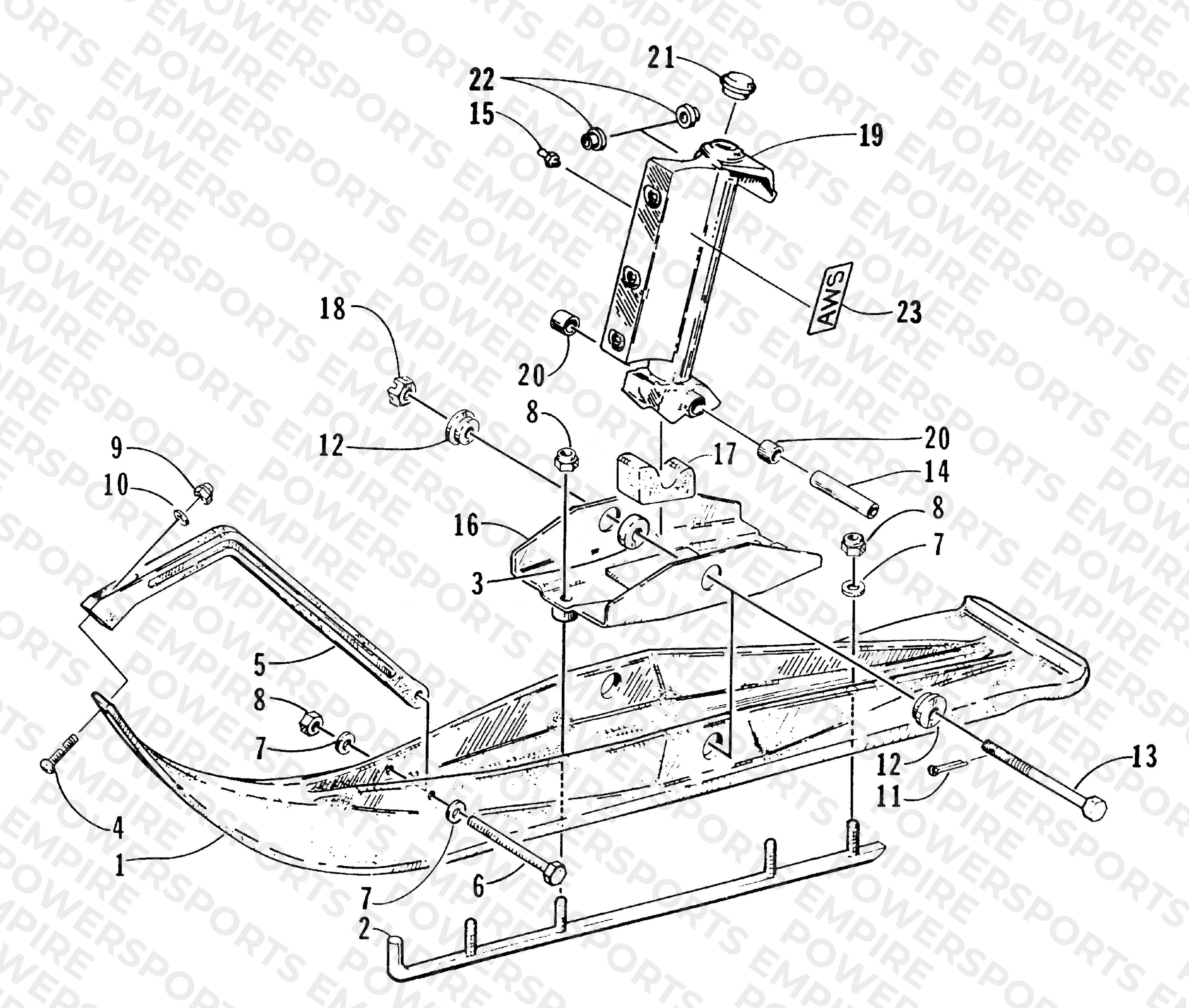 SKI AND SPINDLE ASSEMBLY