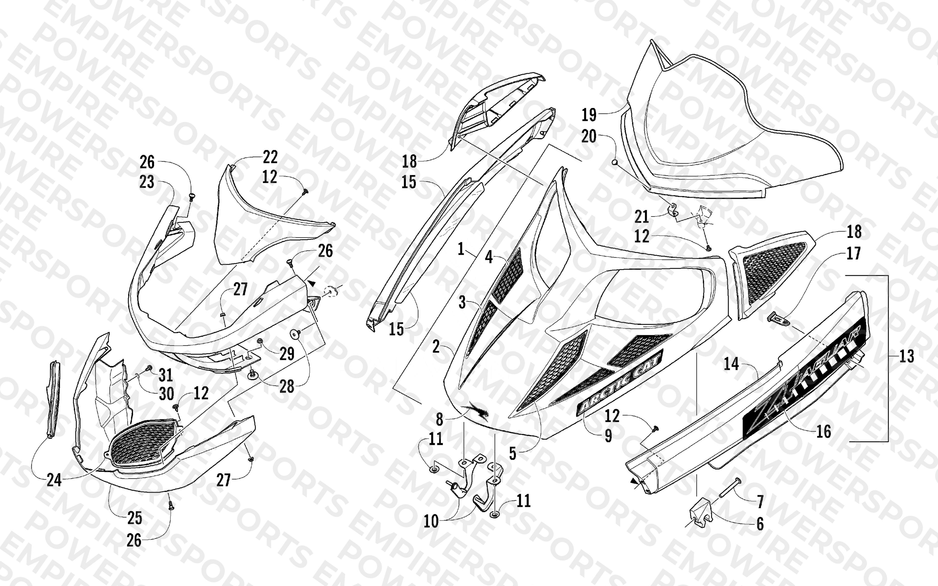 HOOD, WINDSHIELD, AND FRONT BUMPER ASSEMBLY