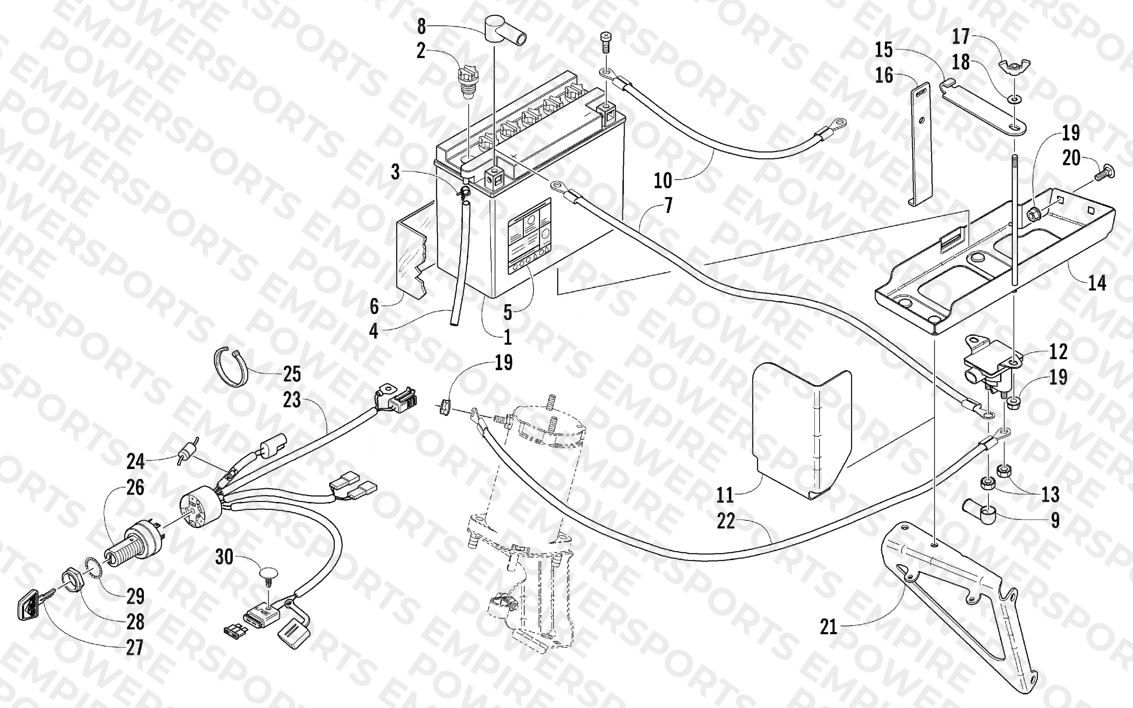 BATTERY, SOLENOID, AND CABLES