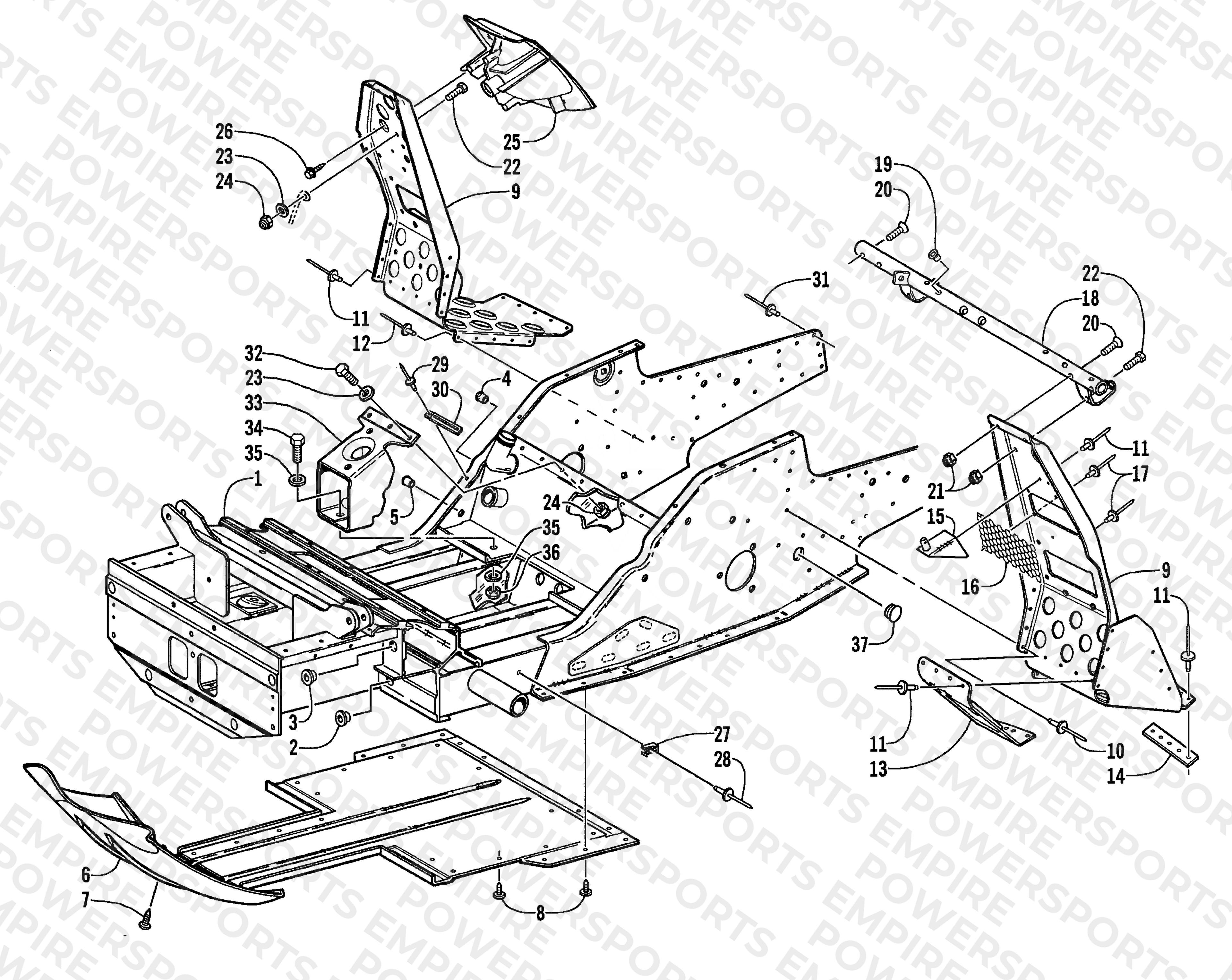FRONT FRAME AND FOOTREST ASSEMBLY
