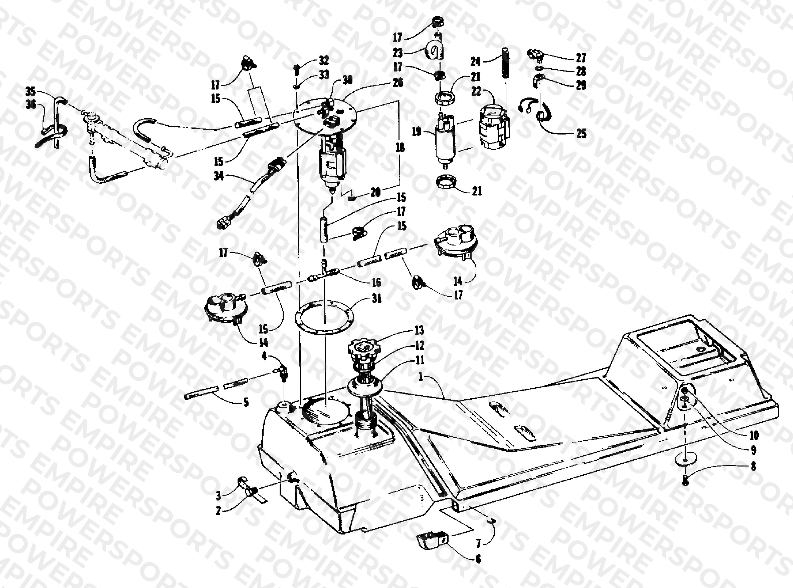 GAS TANK AND FUEL PUMP ASSEMBLY