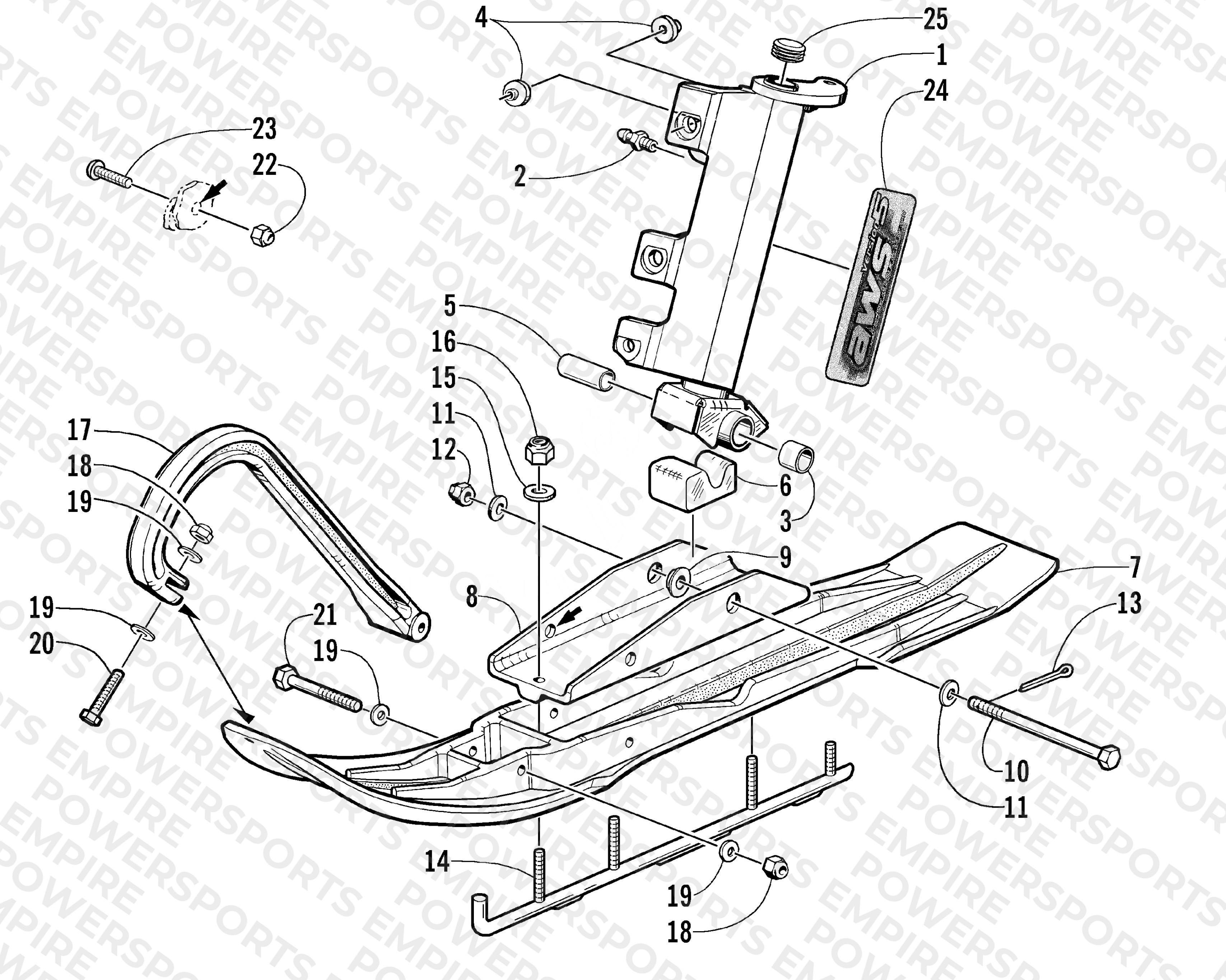 SKI AND SPINDLE ASSEMBLY
