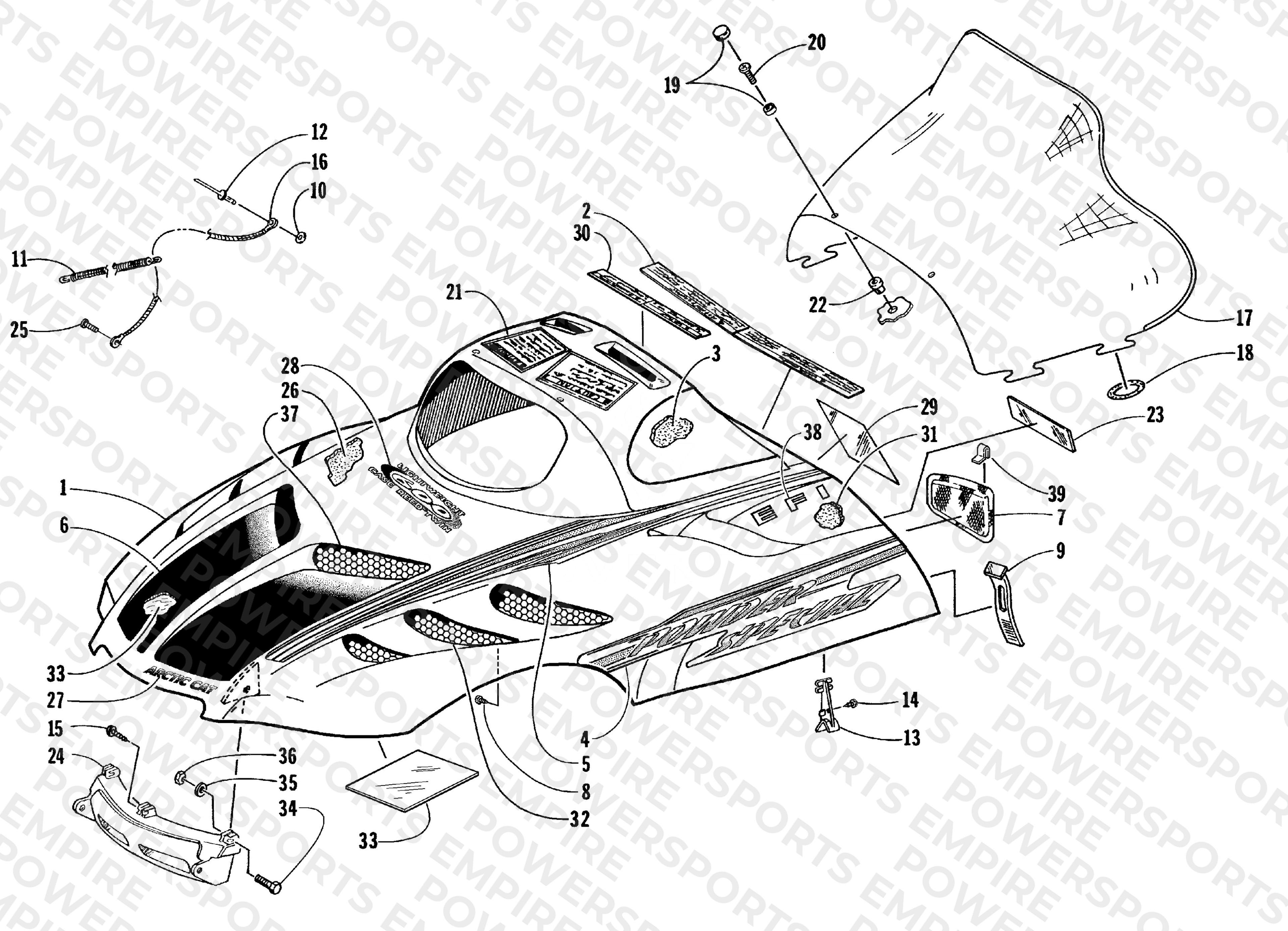 HOOD AND WINDSHIELD ASSEMBLY