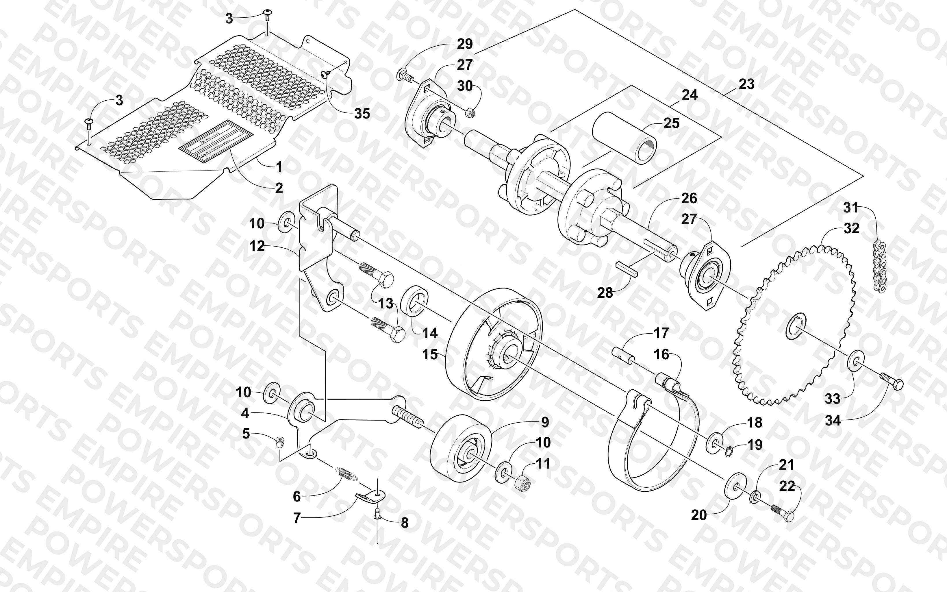 DRIVE TRAIN SHAFT AND BRAKE ASSEMBLIES
