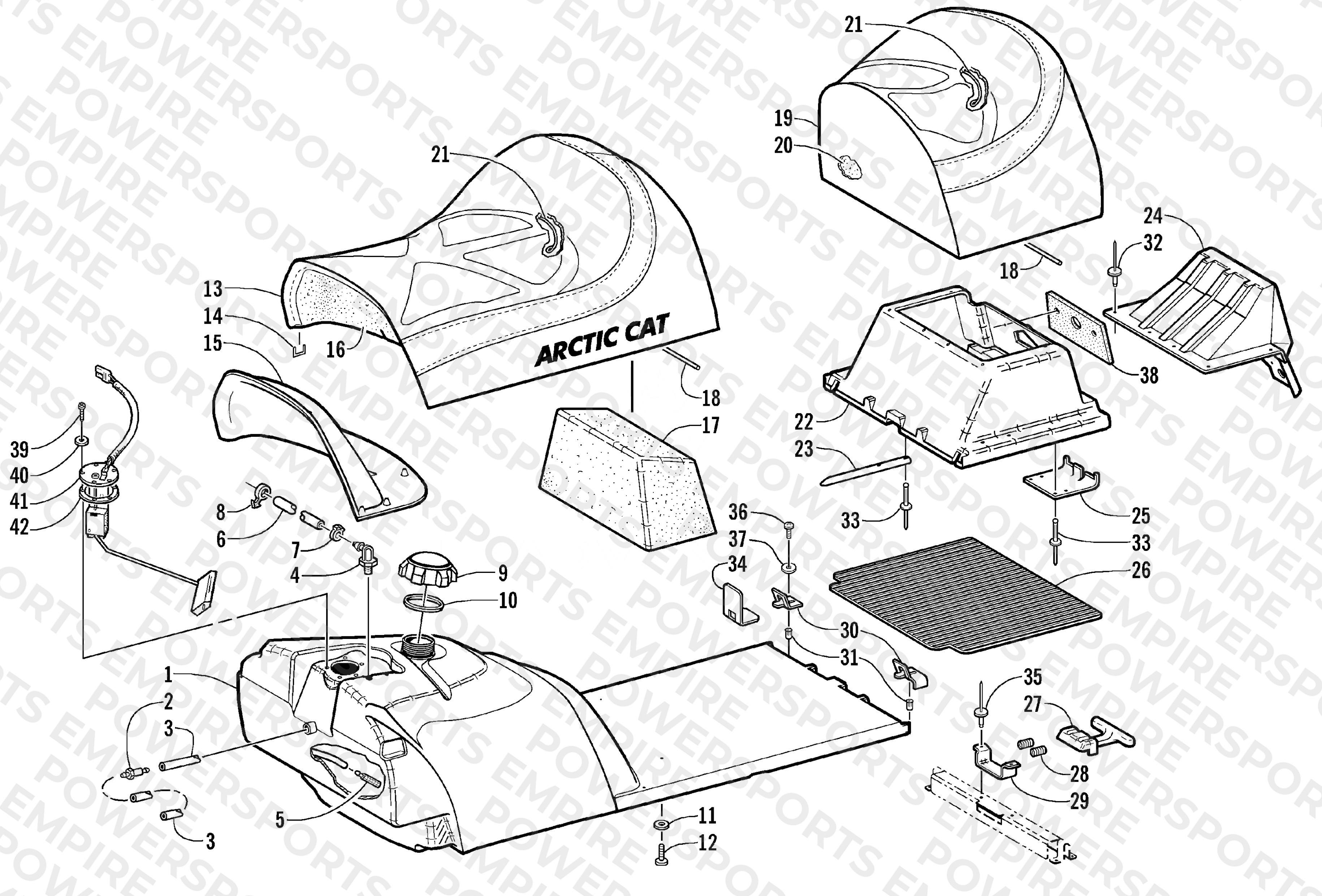 GAS TANK, SEAT, AND FUEL SENSOR ASSEMBLY