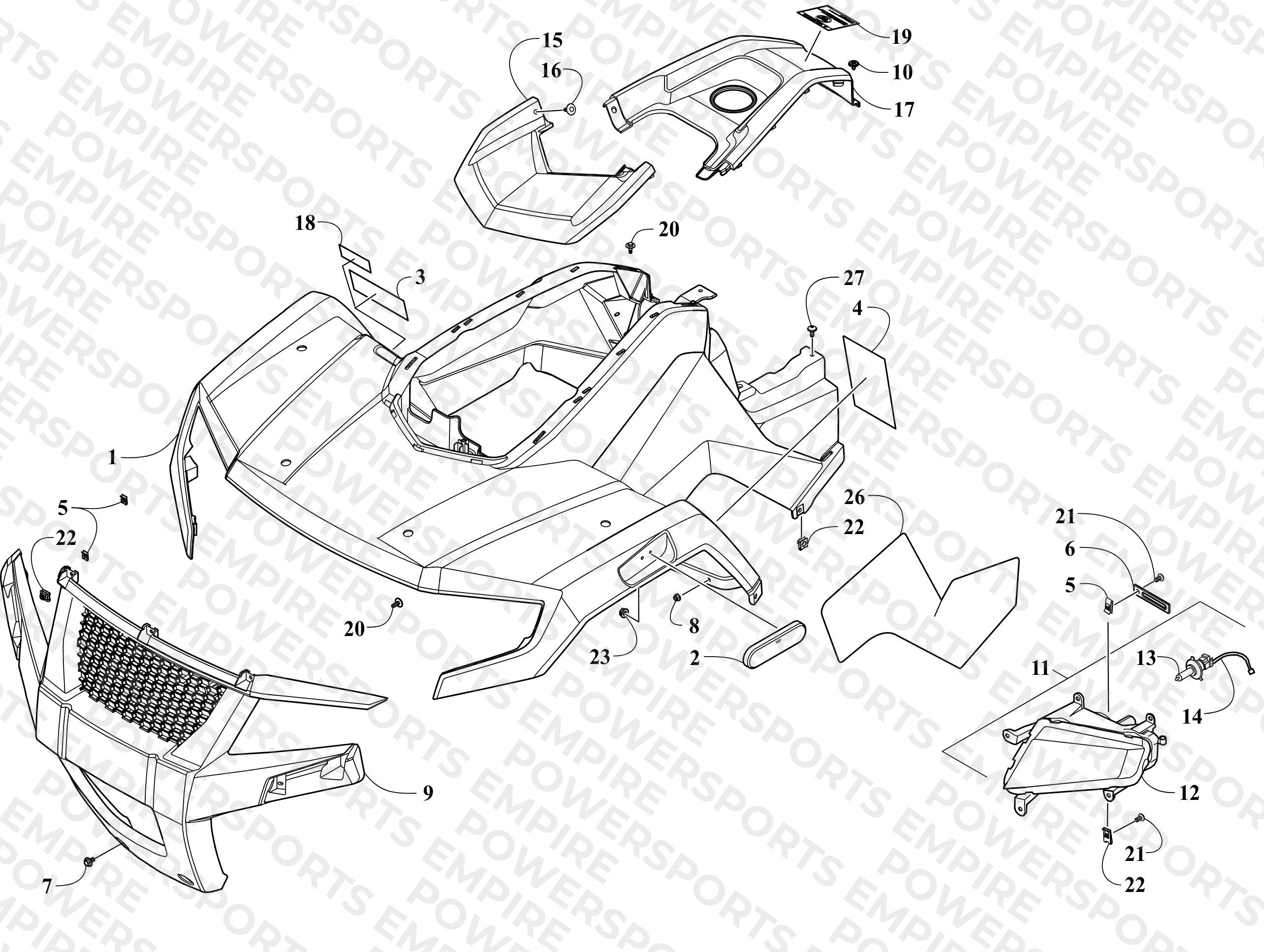 FRONT BODY AND HEADLIGHT ASSEMBLY