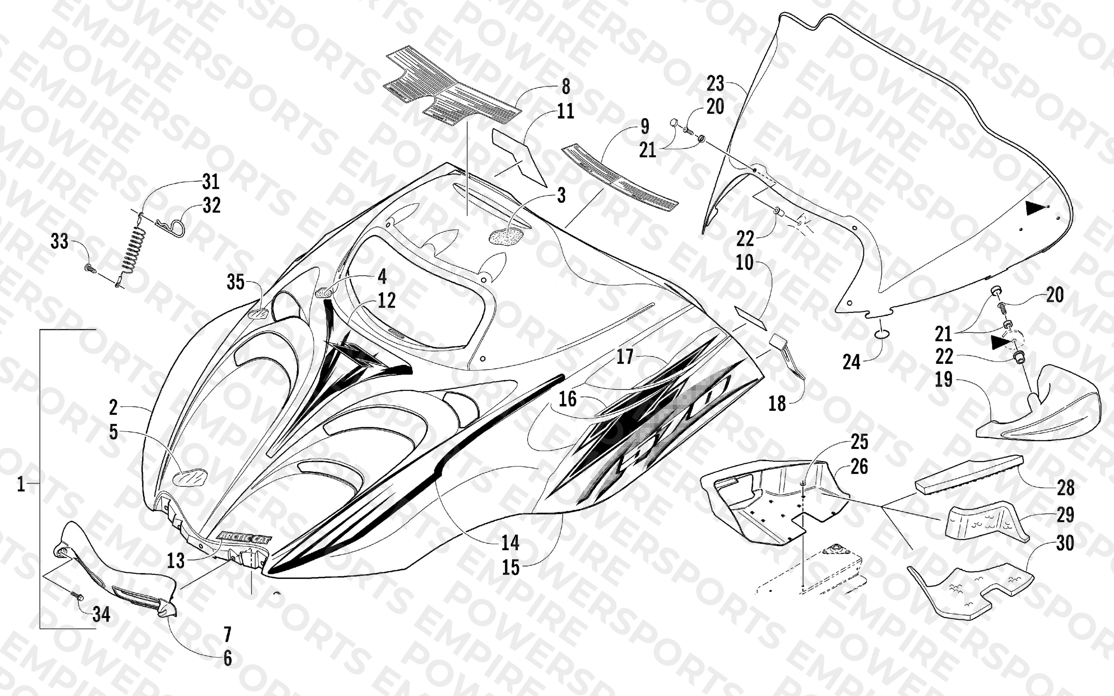 HOOD AND WINDSHIELD ASSEMBLY