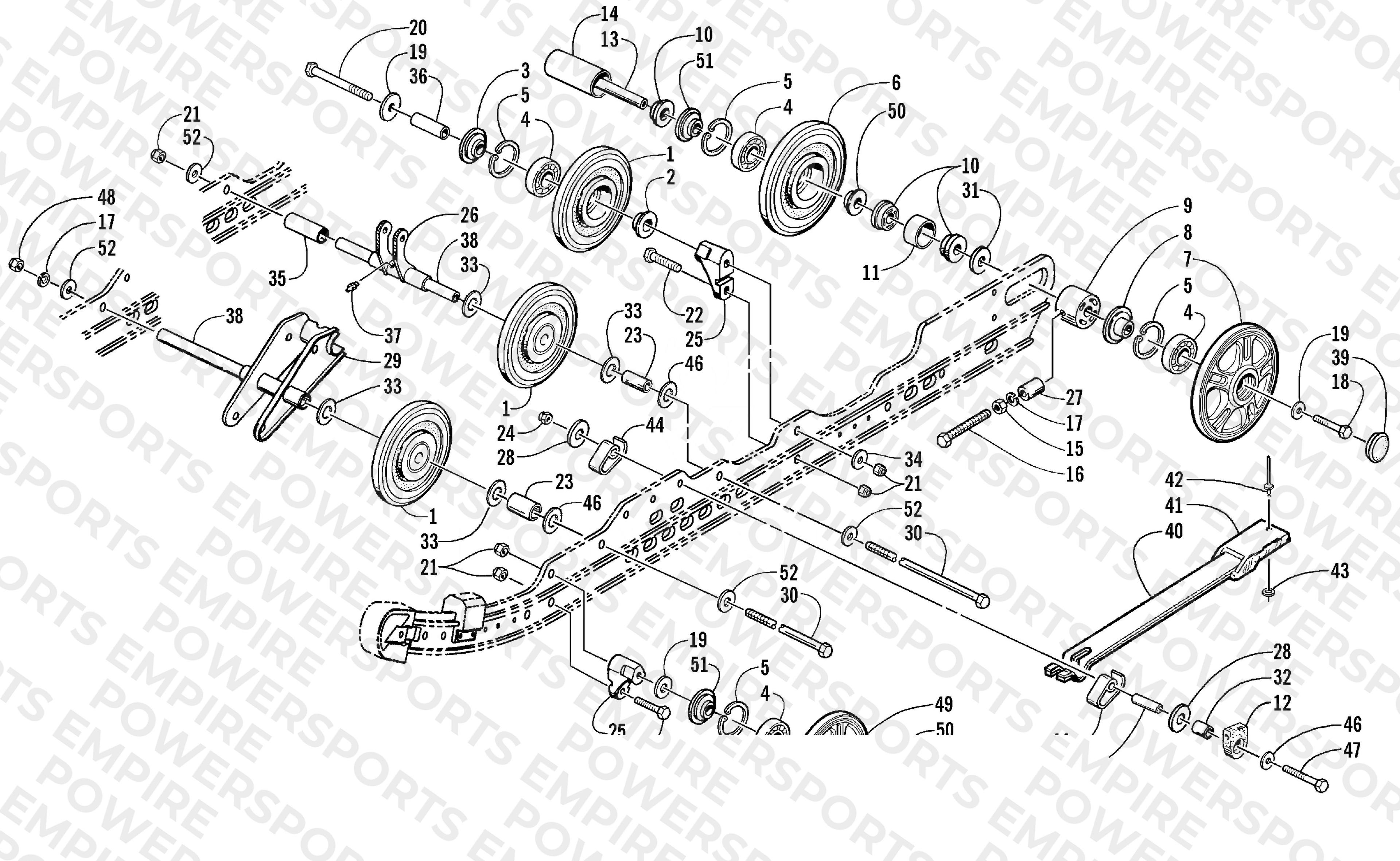 IDLER WHEEL AND AXLE ASSEMBLIES