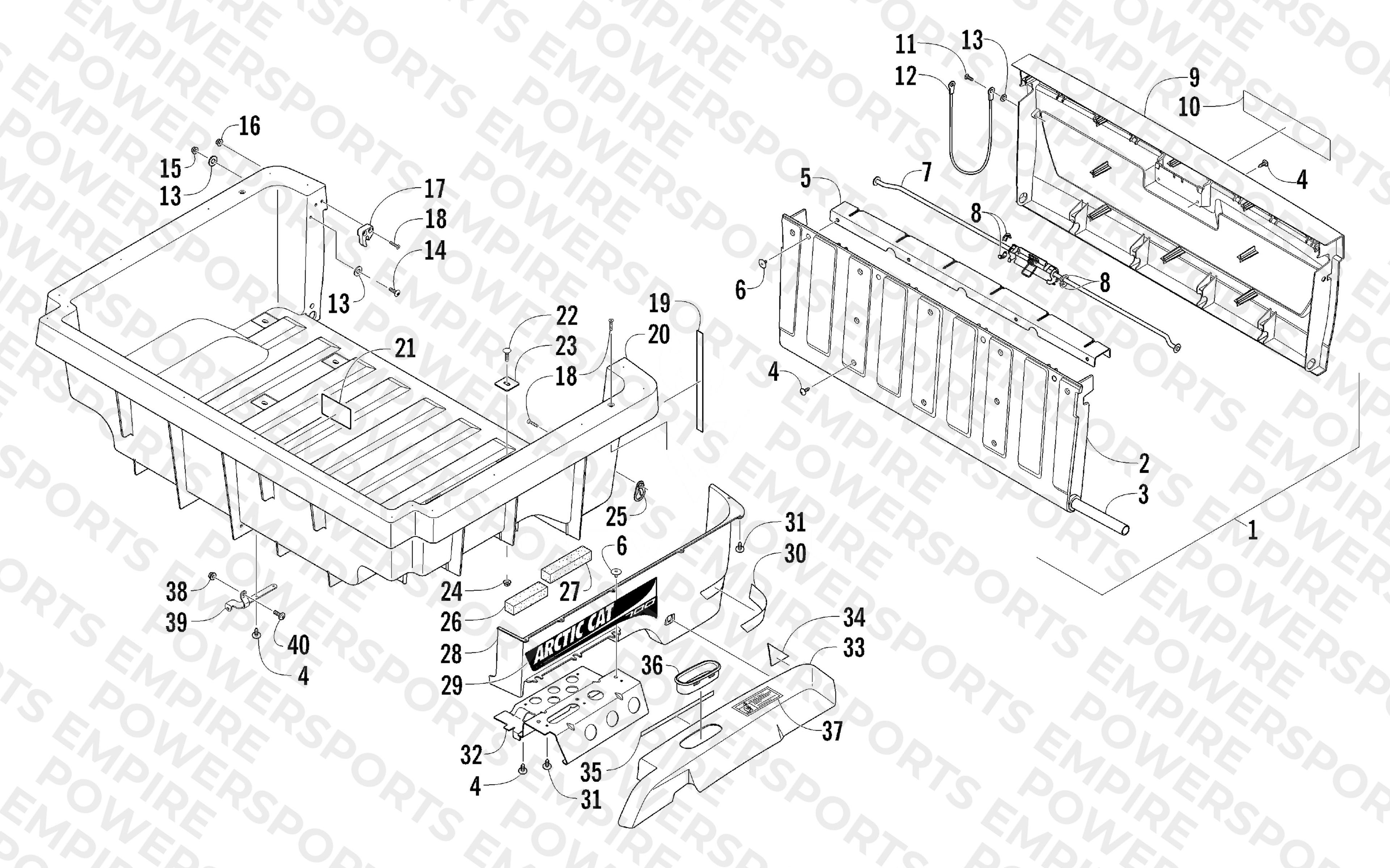 CARGO BOX AND TAILGATE ASSEMBLY