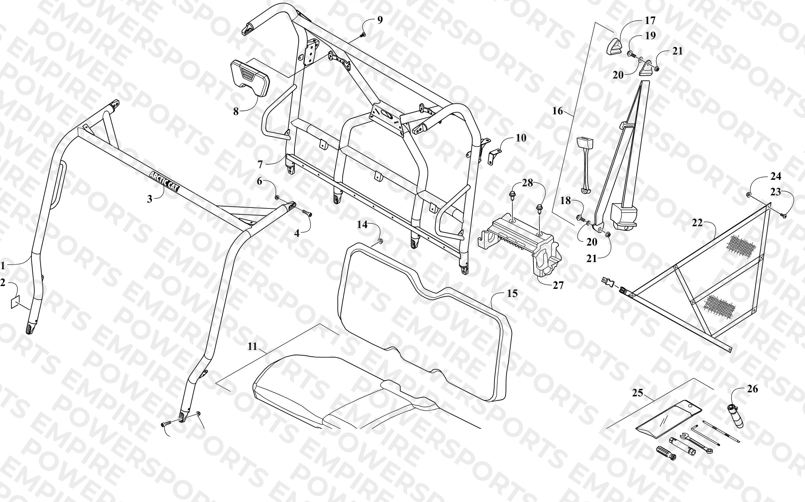 ROPS AND SEAT ASSEMBLY