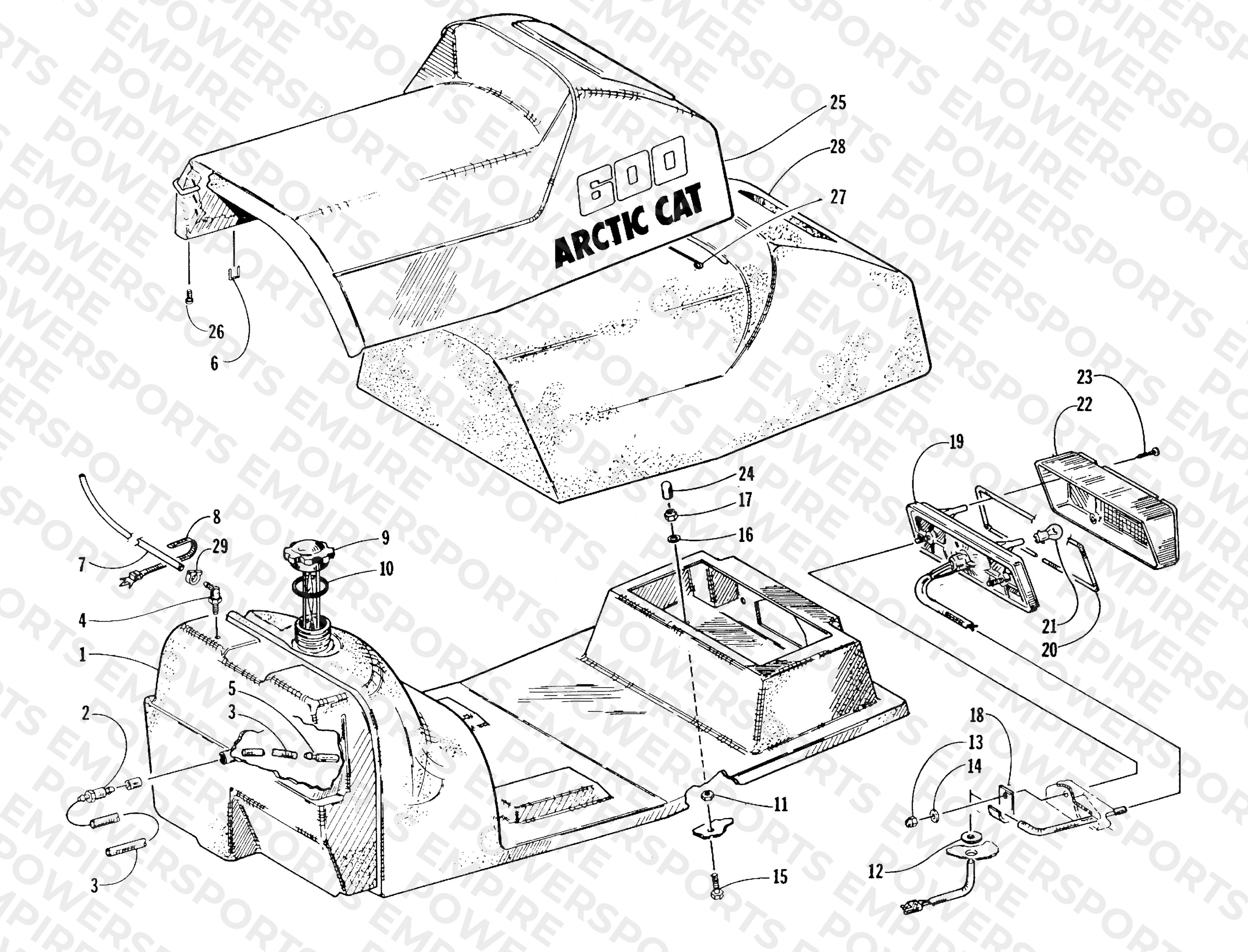GAS TANK, SEAT, AND TAILLIGHT ASSEMBLY