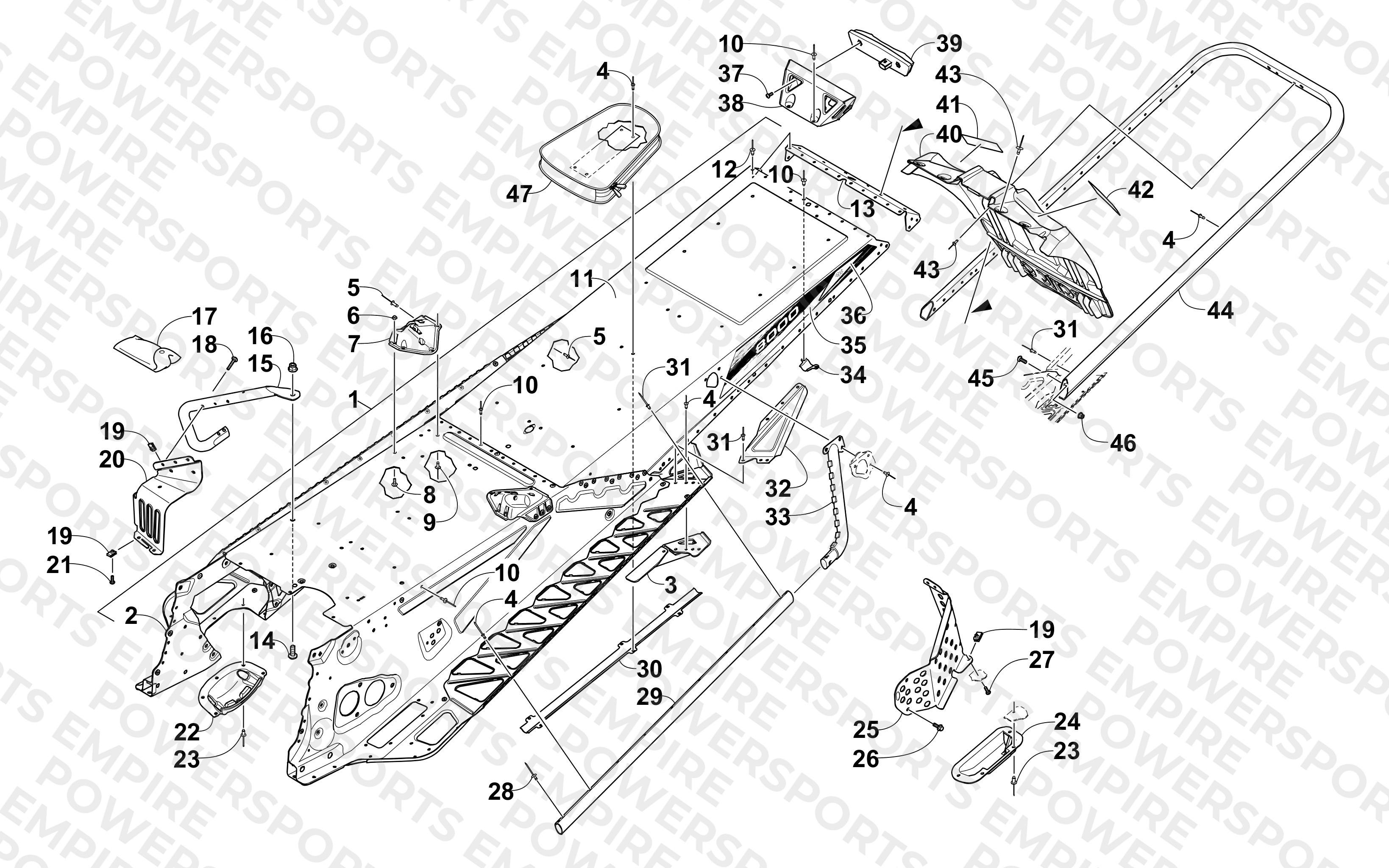 TUNNEL, REAR BUMPER, AND SNOWFLAP ASSEMBLY